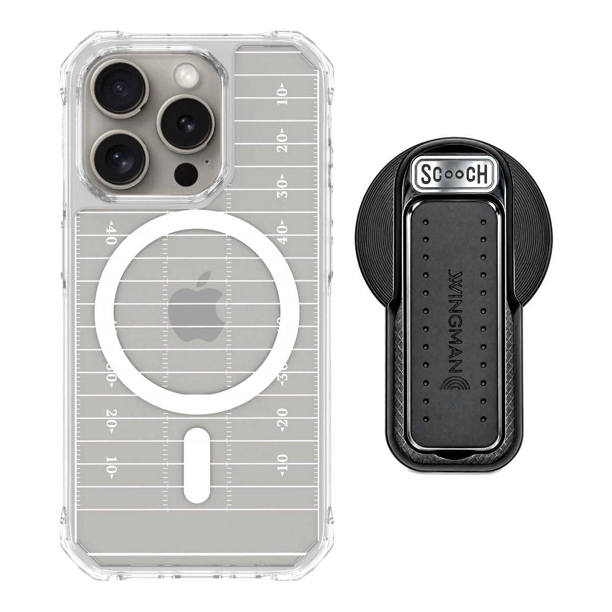 Scooch MagCase Yard Lines for iPhone 15 Pro — MagSafe Wingback Bundle - Black