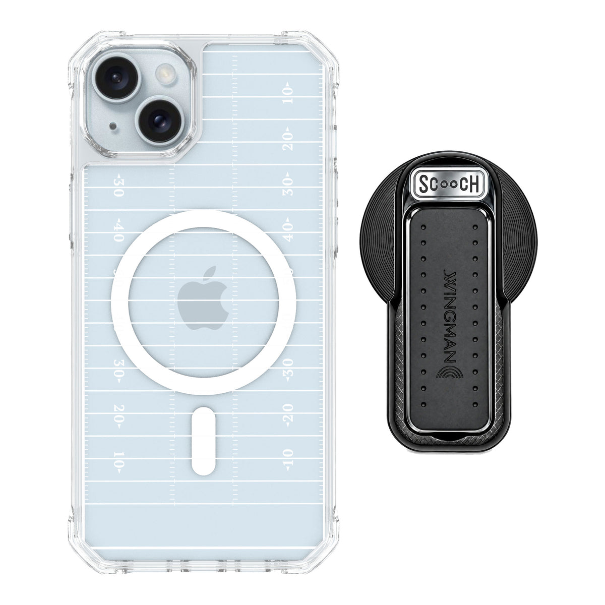 Scooch MagCase Yard Lines for iPhone 14 Plus — MagSafe Wingback Bundle - Black