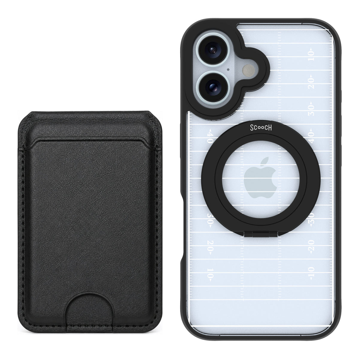 Scooch MagCase Yard Lines for iPhone 16 — Black MagWallet Bundle