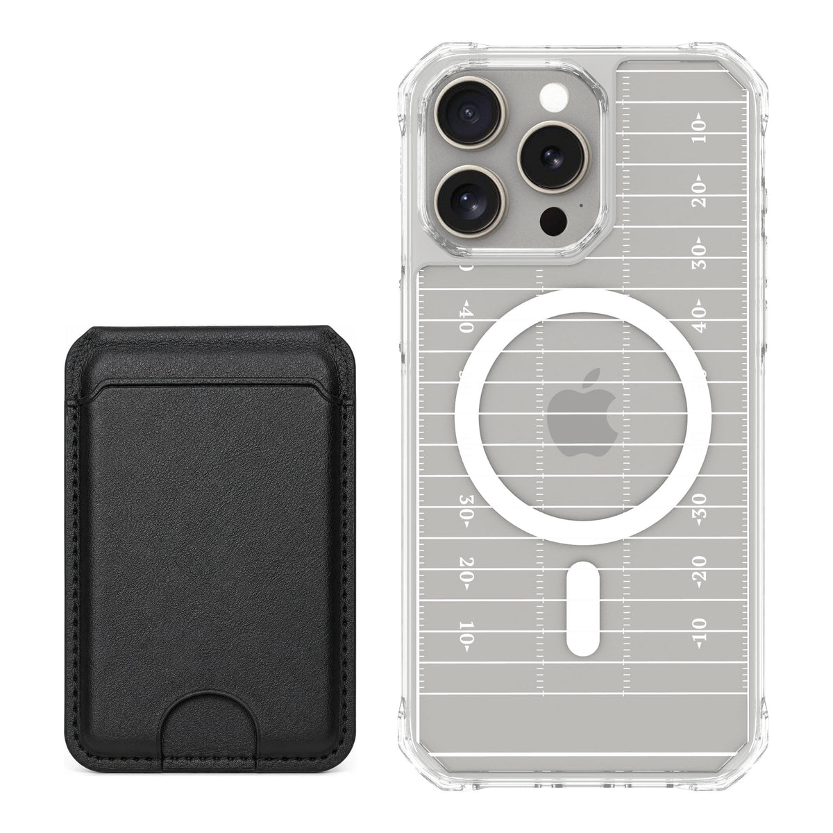 Scooch MagCase Yard Lines for iPhone 15 Pro Max — Black MagWallet Bundle