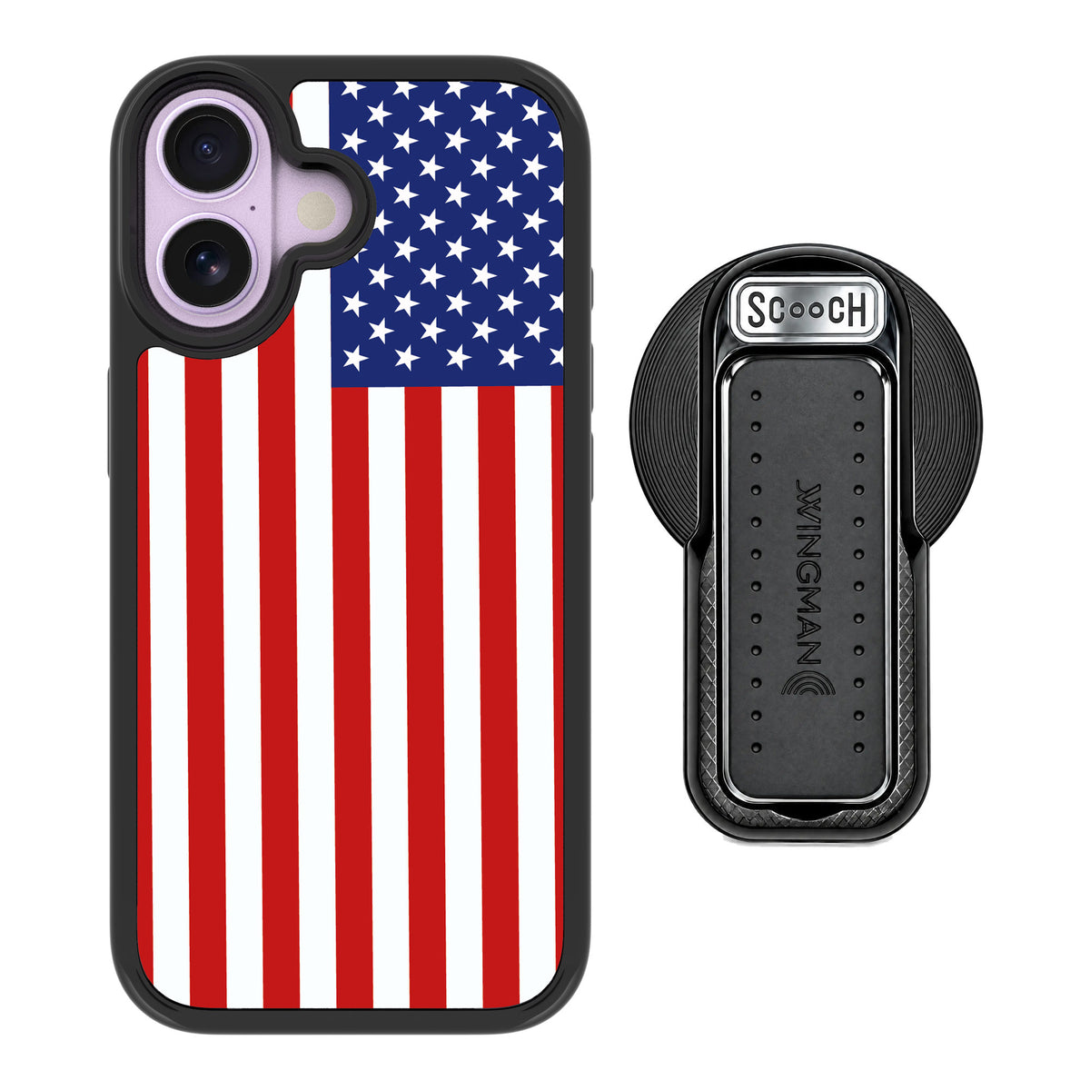 Scooch MagCase Stars And Stripes for iPhone 17 — MagSafe Wingback Bundle - Black