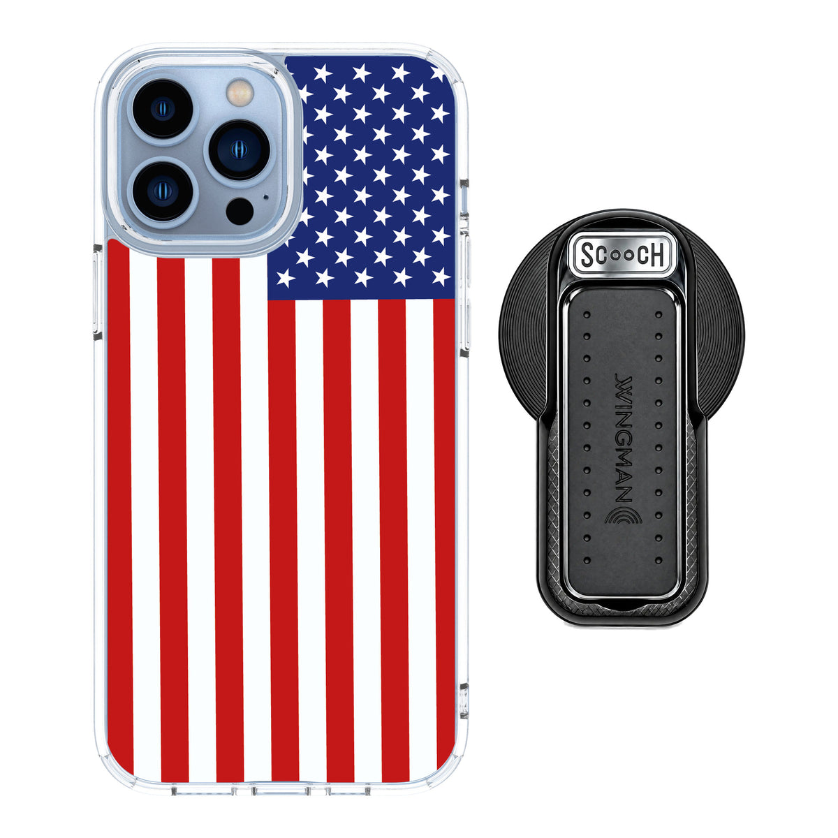 Scooch MagCase Stars And Stripes for iPhone 13 Pro Max — MagSafe Wingback Bundle - Black