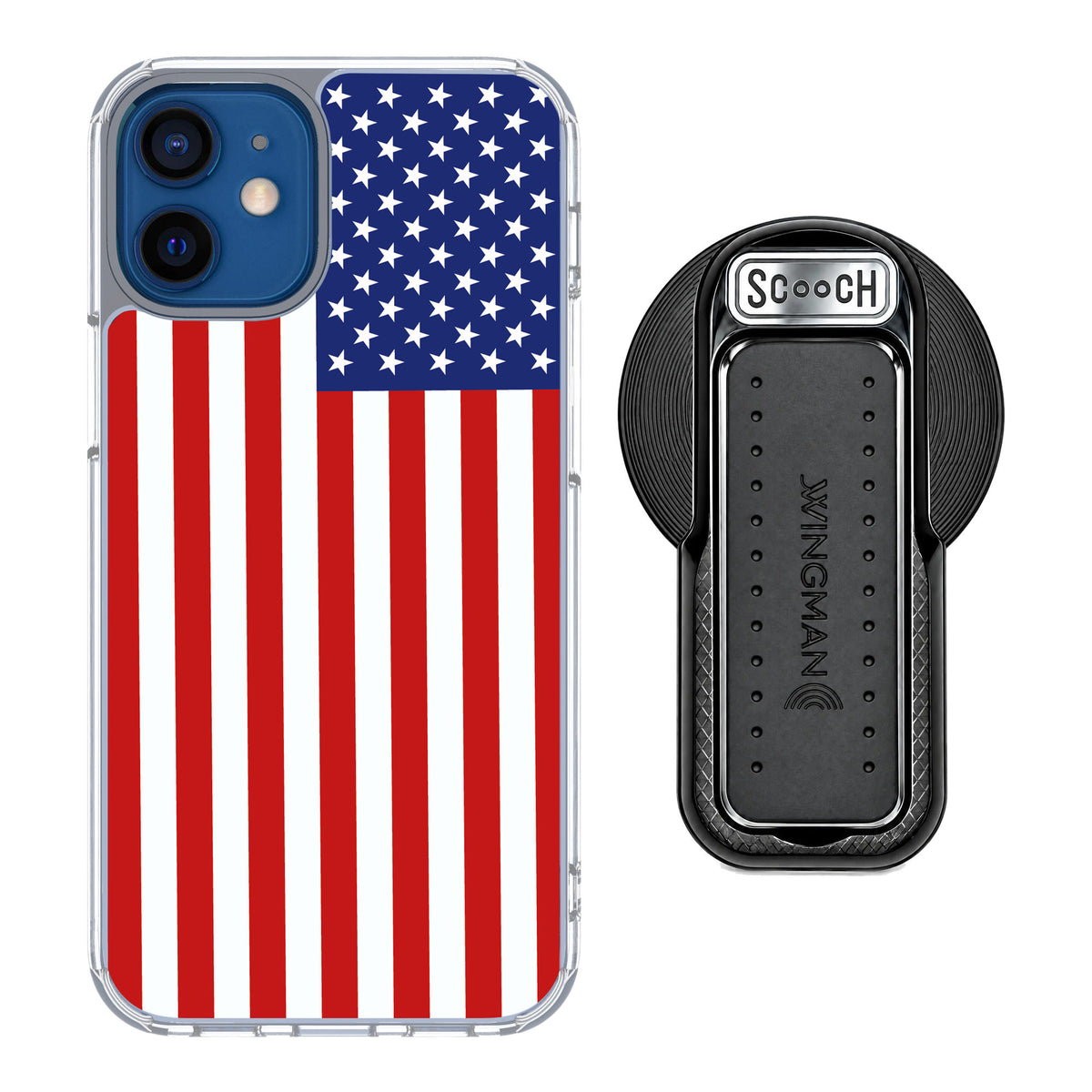 Scooch MagCase Stars And Stripes for iPhone 12 mini — MagSafe Wingback Bundle - Black