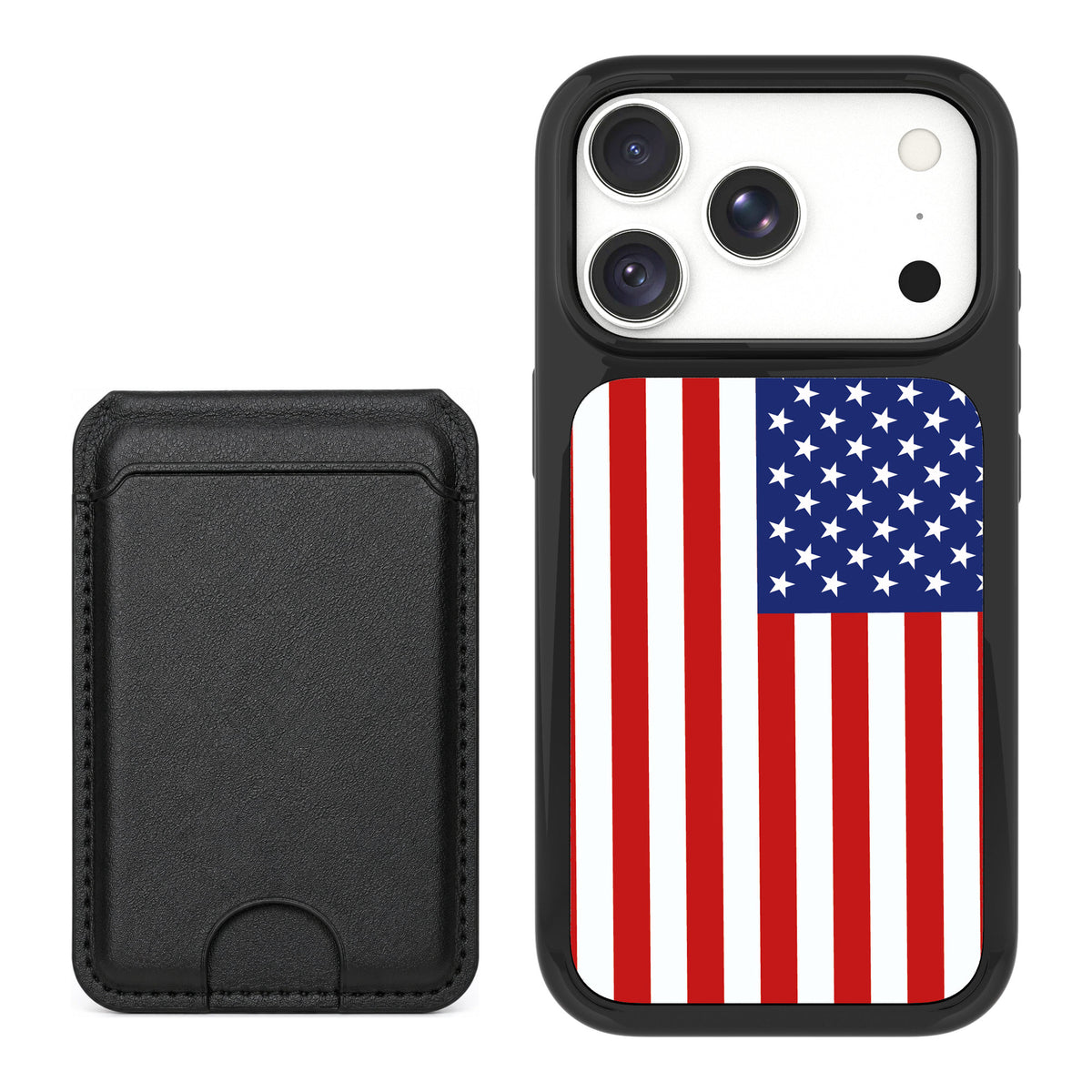 Scooch MagCase Stars And Stripes for iPhone 18 Pro — Black MagWallet Bundle