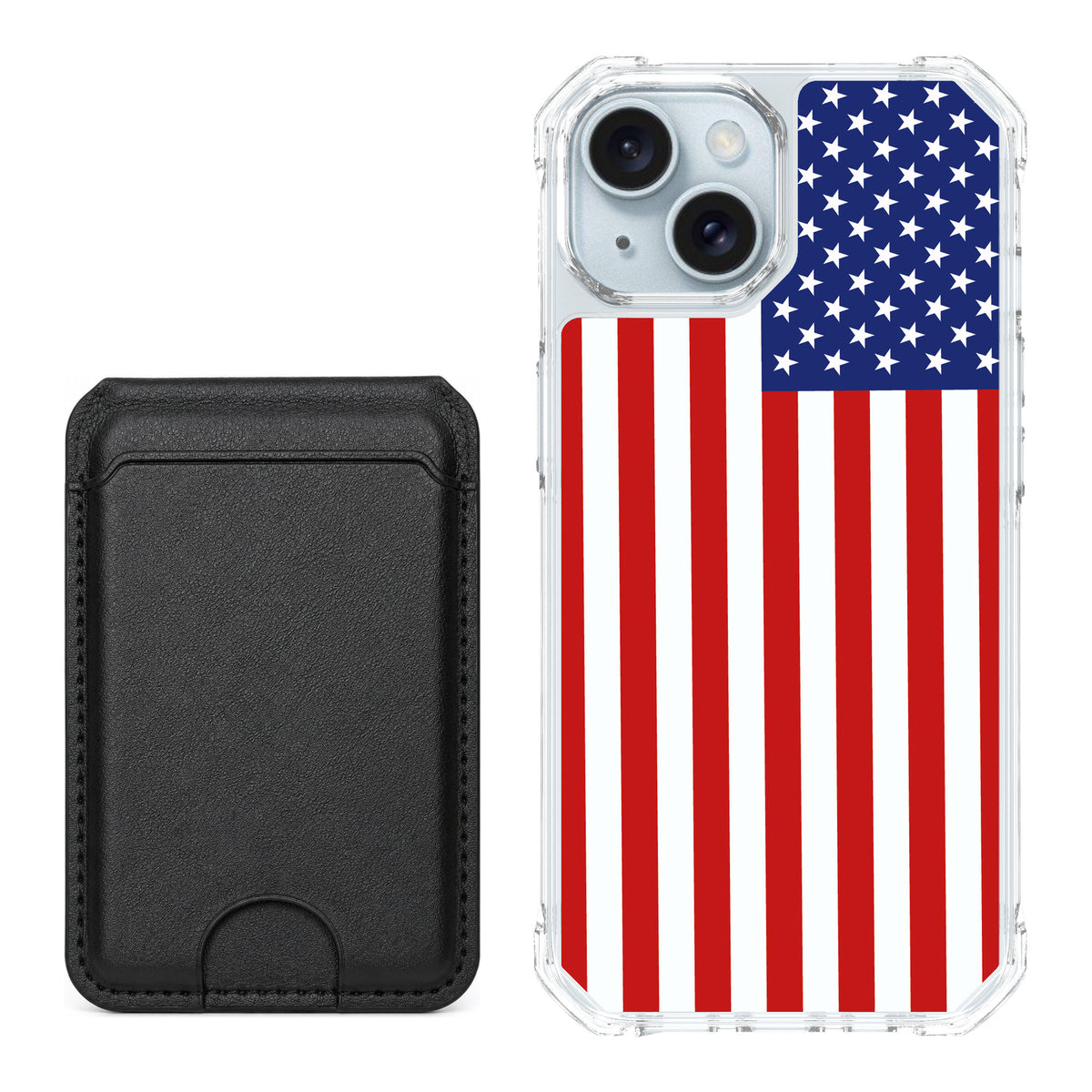 Scooch MagCase Stars And Stripes for iPhone 15 — Black MagWallet Bundle