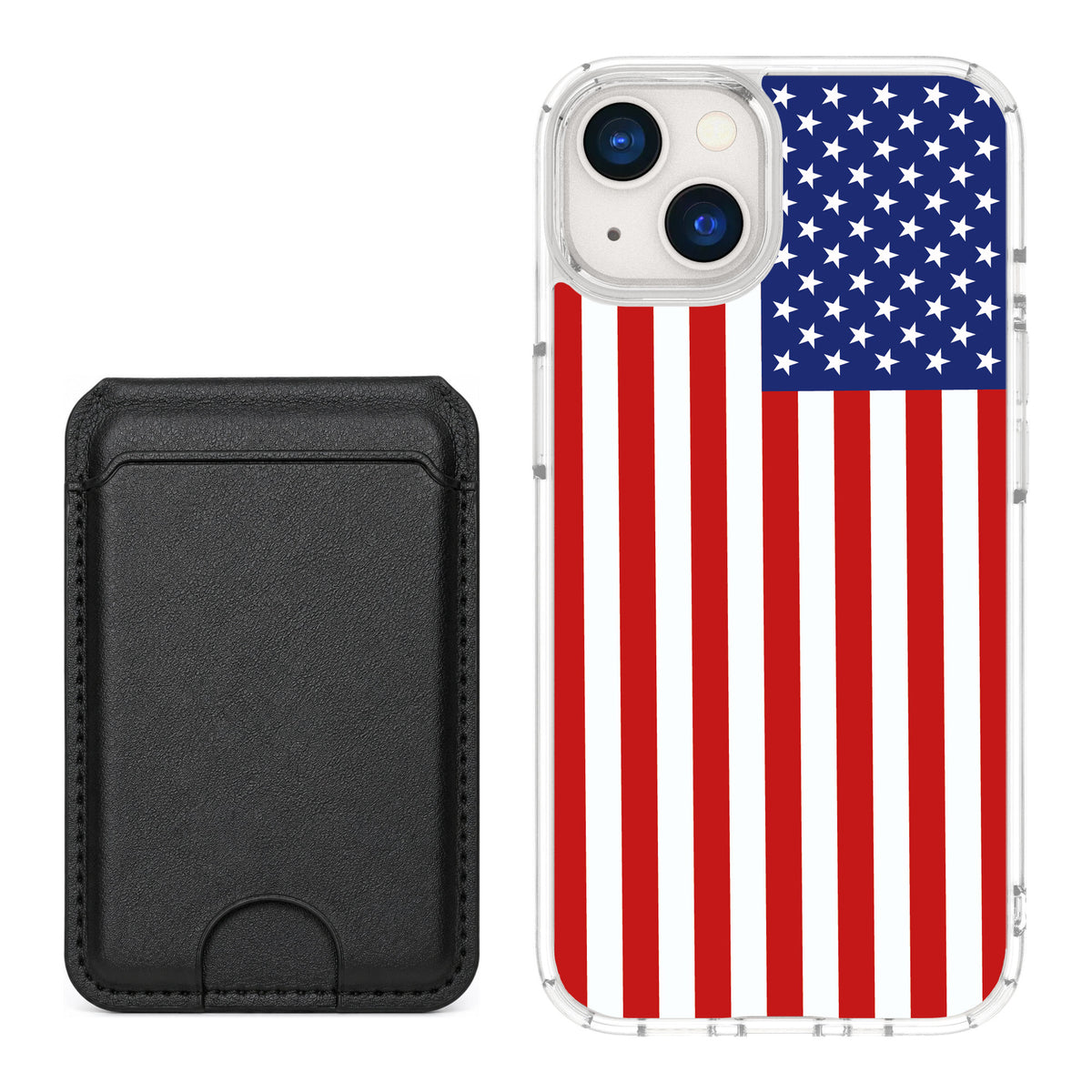 Scooch MagCase Stars And Stripes for iPhone 13 — Black MagWallet Bundle