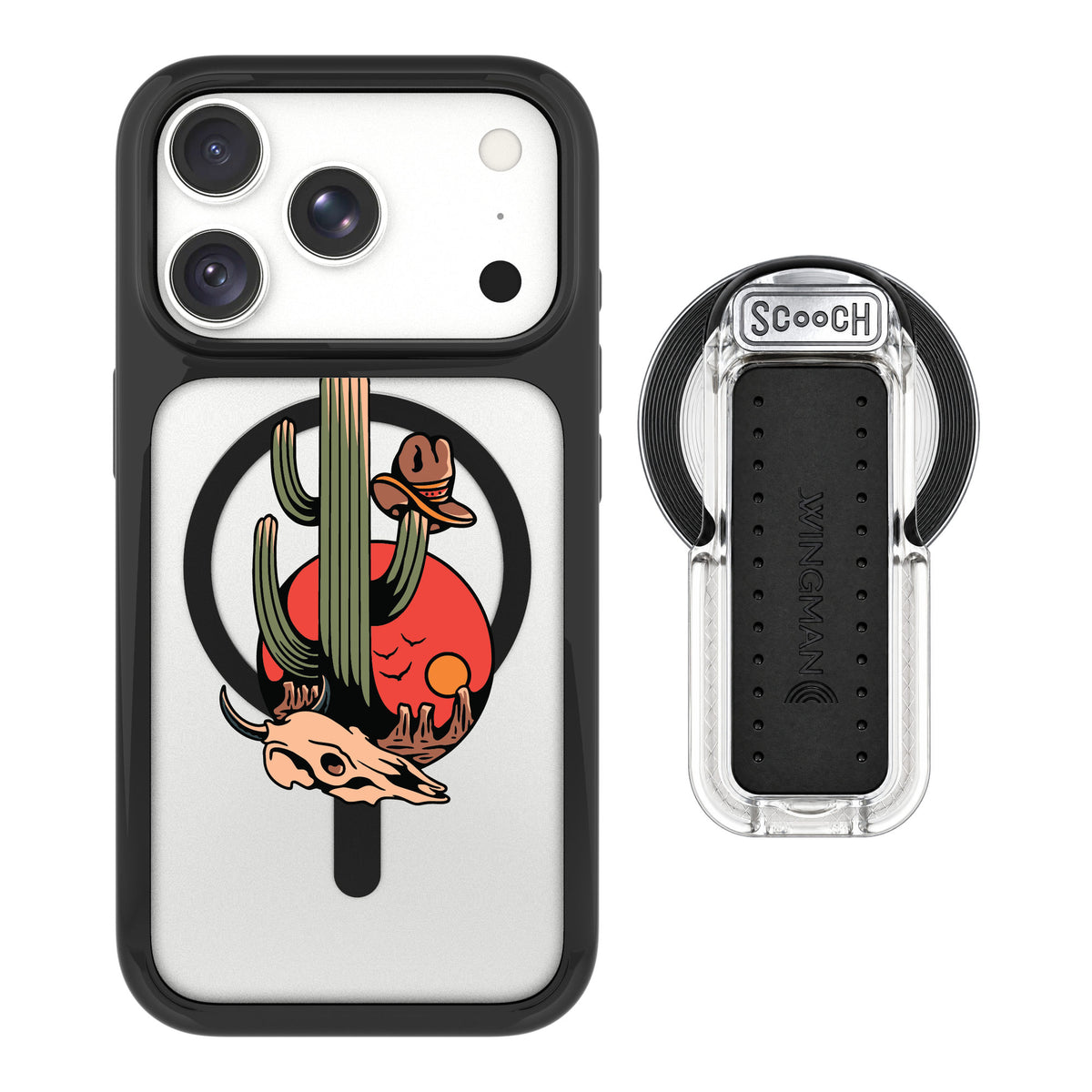 Scooch MagCase Cactus Flash for iPhone 18 Pro — MagSafe Wingback Bundle - Clear