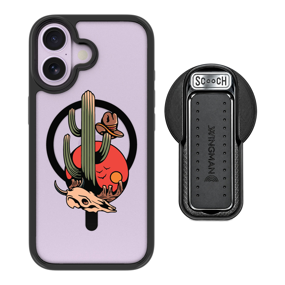 Scooch MagCase Cactus Flash for iPhone 17 — MagSafe Wingback Bundle - Black