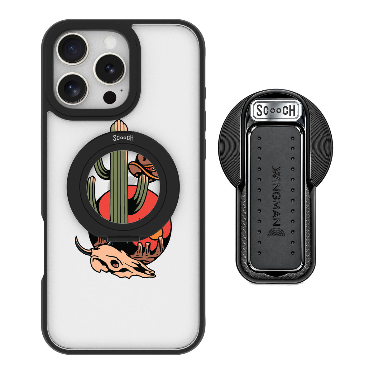 Scooch MagCase Cactus Flash for iPhone 16 Pro Max — MagSafe Wingback Bundle - Black