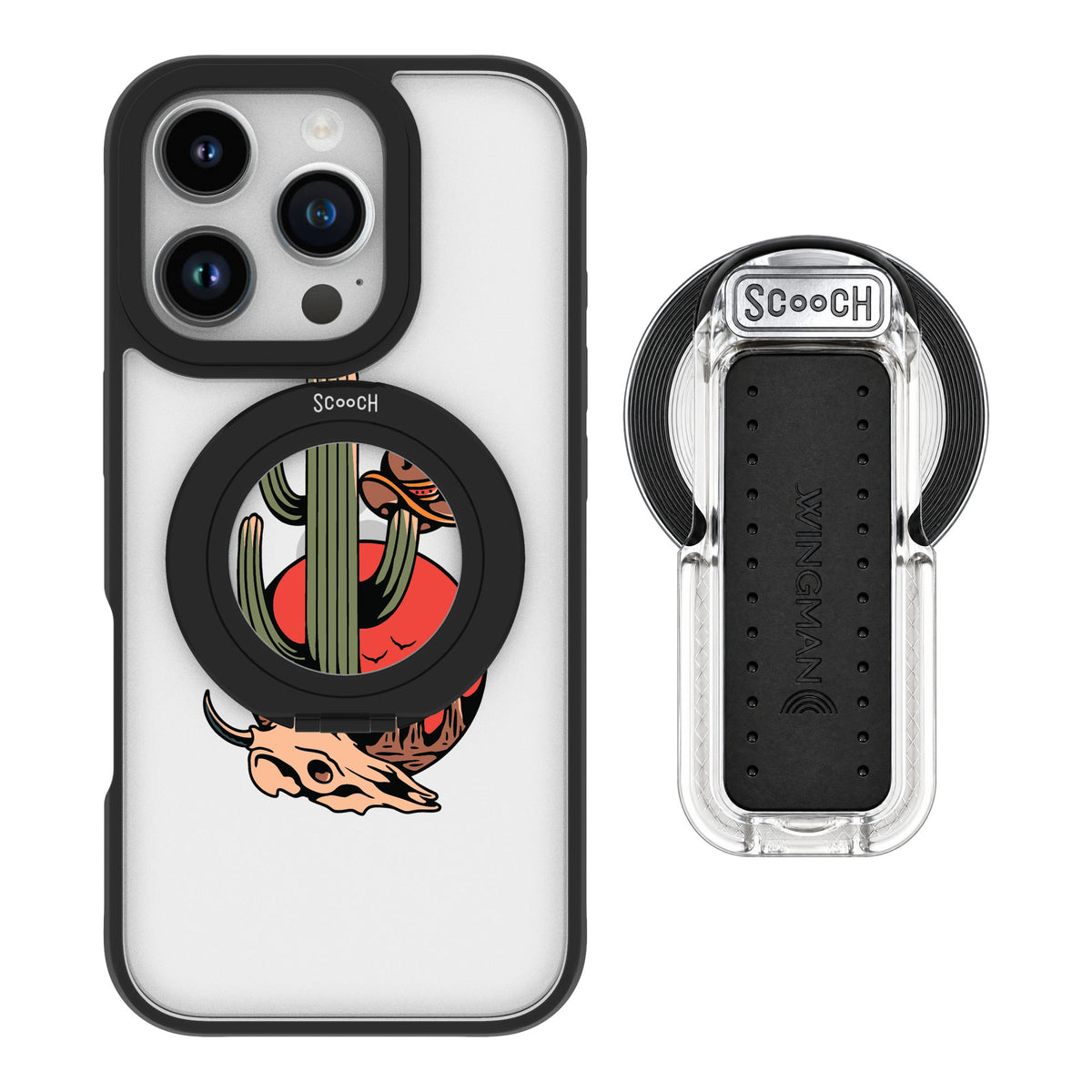 Scooch MagCase Cactus Flash for iPhone 16 Pro — MagSafe Wingback Bundle - Clear