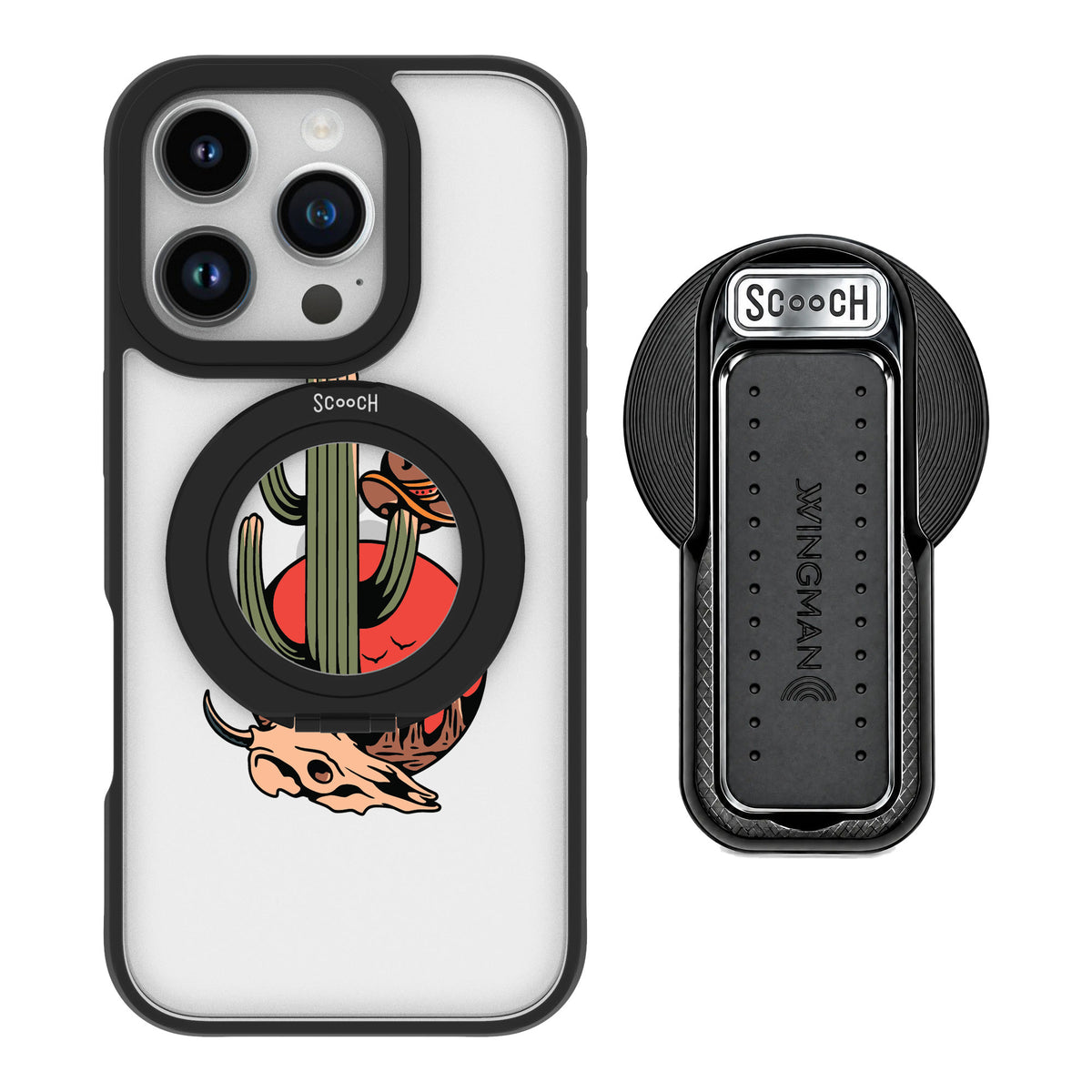 Scooch MagCase Cactus Flash for iPhone 16 Pro — MagSafe Wingback Bundle - Black