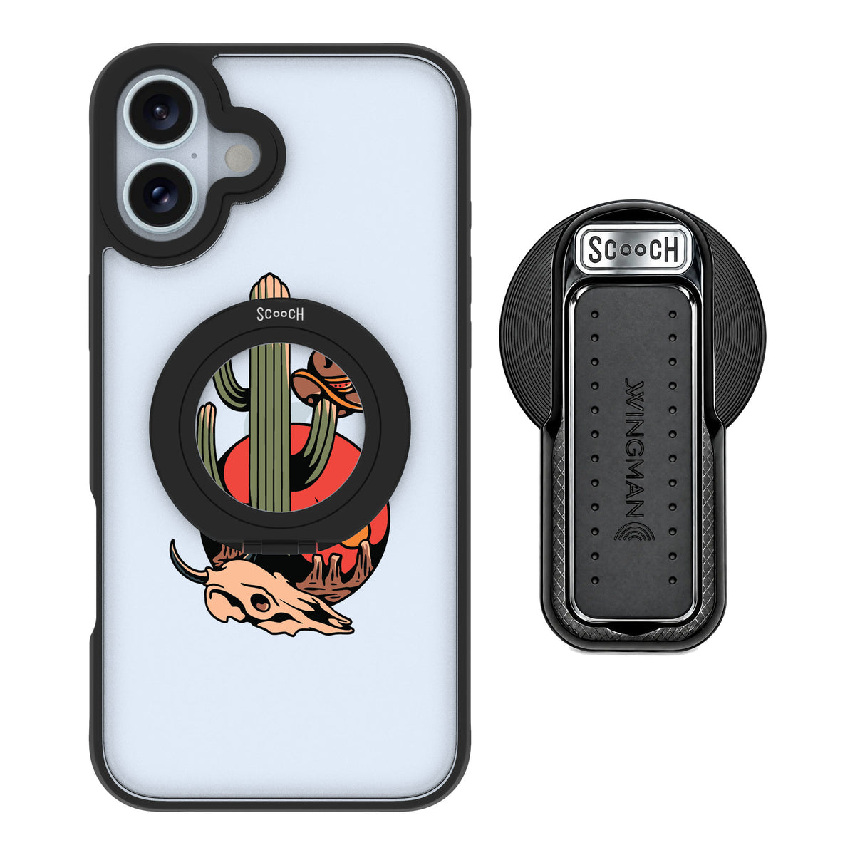 Scooch MagCase Cactus Flash for iPhone 16 Plus — MagSafe Wingback Bundle - Black