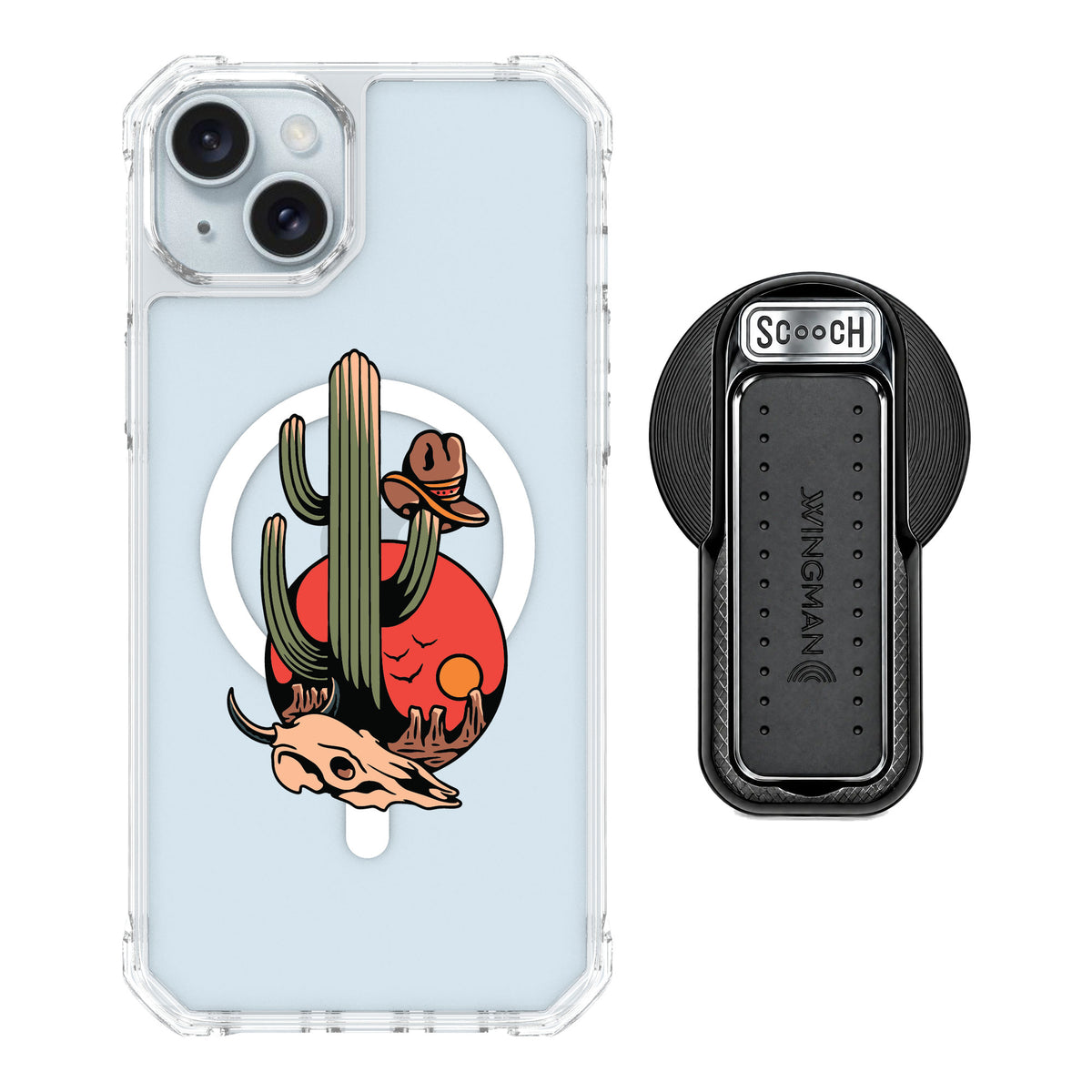 Scooch MagCase Cactus Flash for iPhone 15 Plus — MagSafe Wingback Bundle - Black