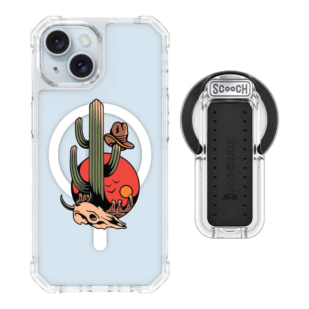 Scooch MagCase Cactus Flash for iPhone 15 — MagSafe Wingback Bundle - Clear