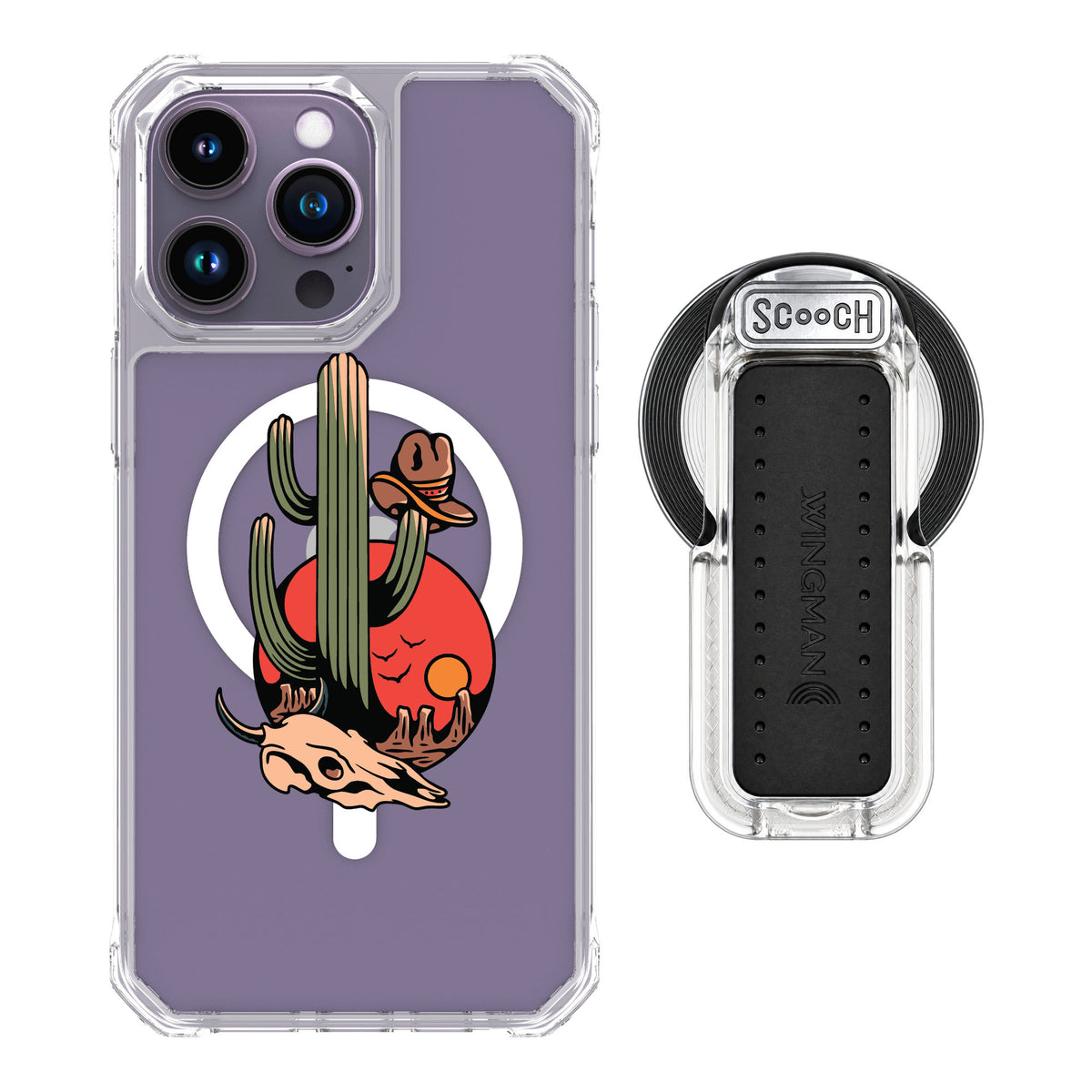 Scooch MagCase Cactus Flash for iPhone 14 Pro Max — MagSafe Wingback Bundle - Clear