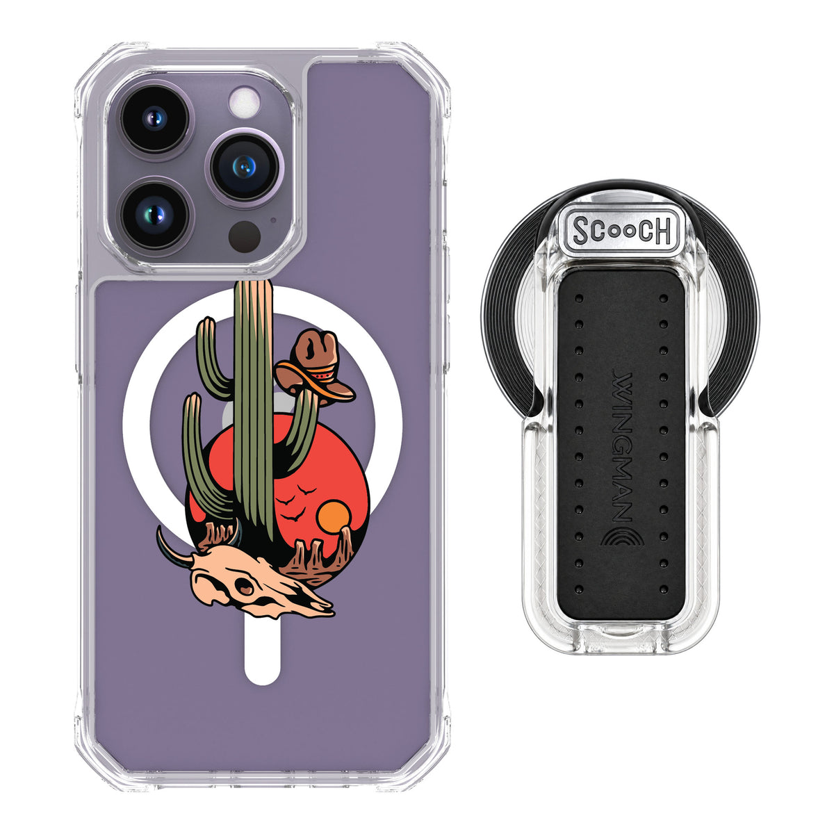 Scooch MagCase Cactus Flash for iPhone 14 Pro — MagSafe Wingback Bundle - Clear