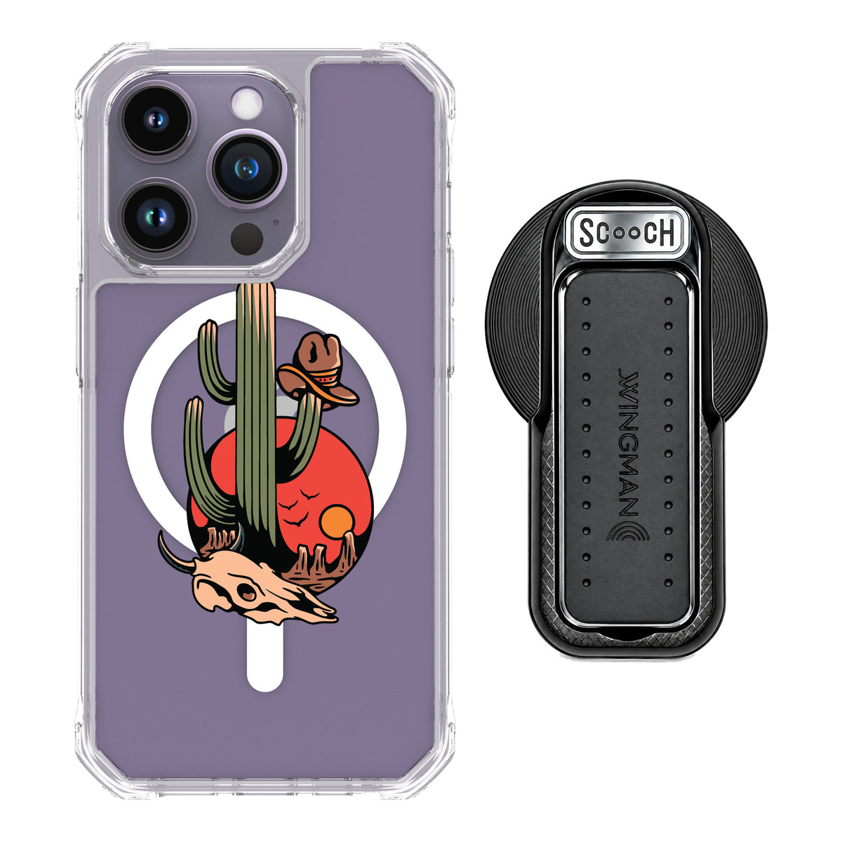 Scooch MagCase Cactus Flash for iPhone 14 Pro — MagSafe Wingback Bundle - Black
