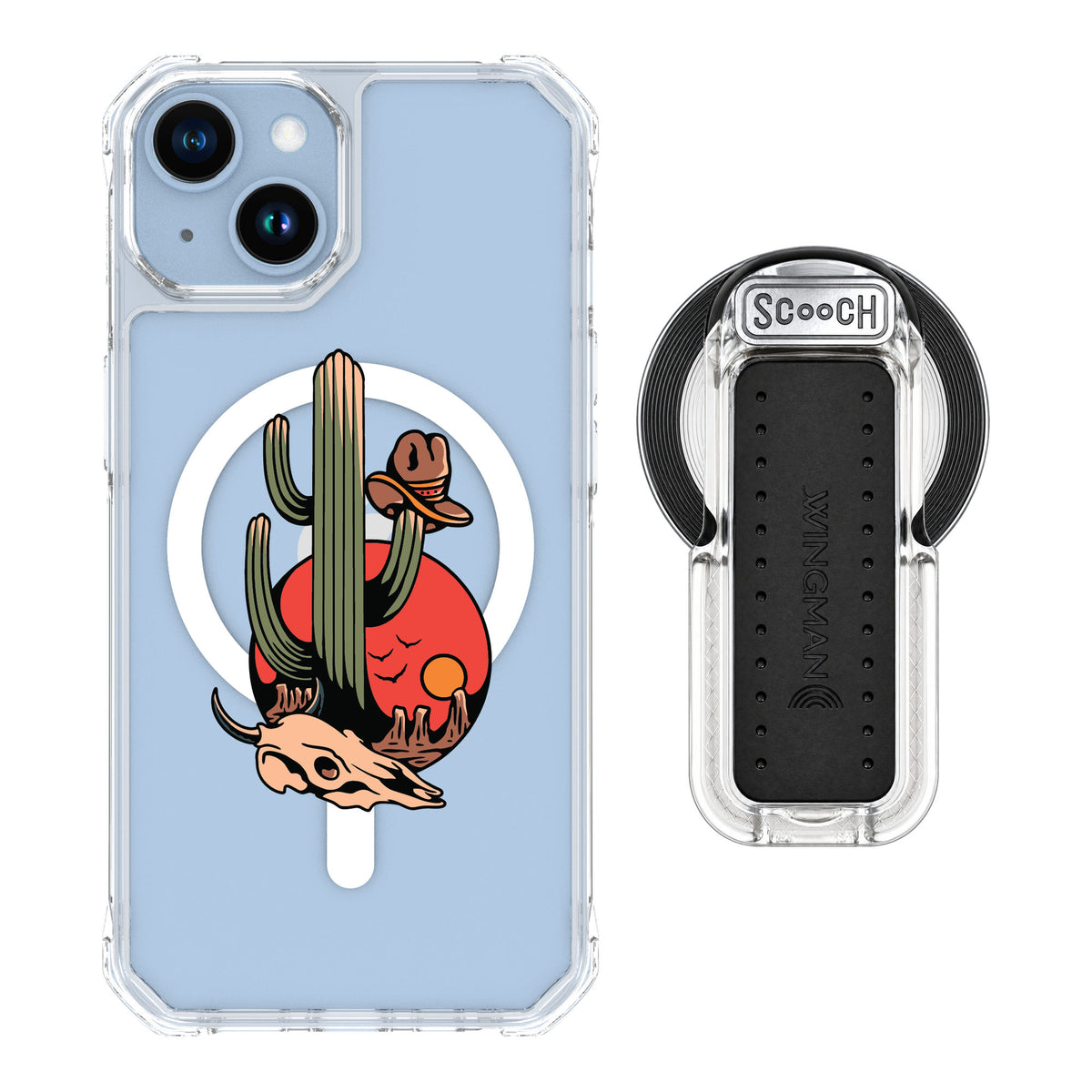 Scooch MagCase Cactus Flash for iPhone 14 — MagSafe Wingback Bundle - Clear