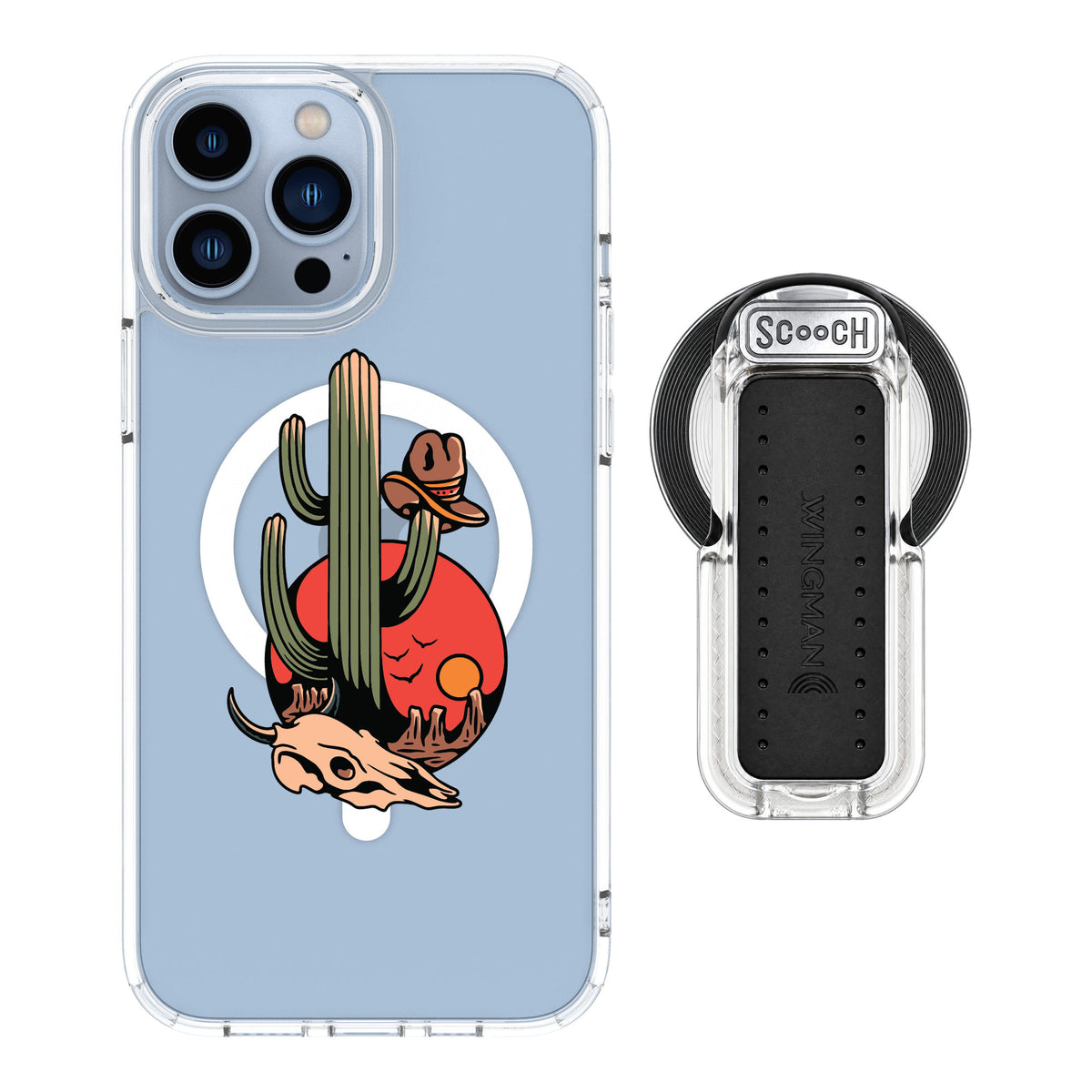 Scooch MagCase Cactus Flash for iPhone 13 Pro Max — MagSafe Wingback Bundle - Clear