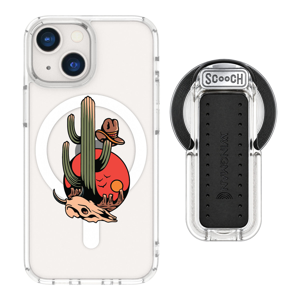 Scooch MagCase Cactus Flash for iPhone 13 mini — MagSafe Wingback Bundle - Clear