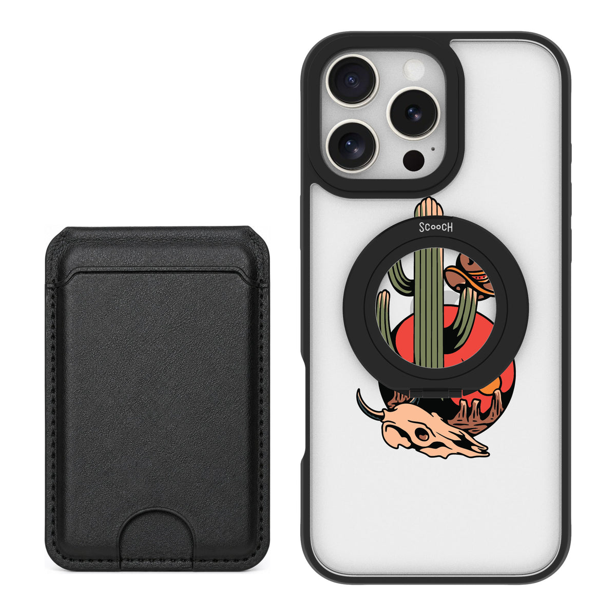 Scooch MagCase Cactus Flash for iPhone 16 Pro Max — Black MagWallet Bundle