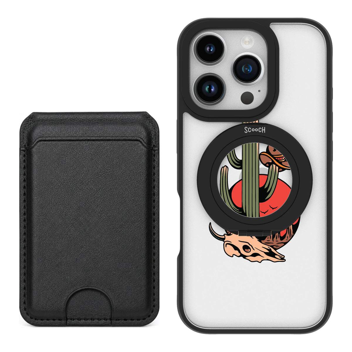 Scooch MagCase Cactus Flash for iPhone 16 Pro — Black MagWallet Bundle
