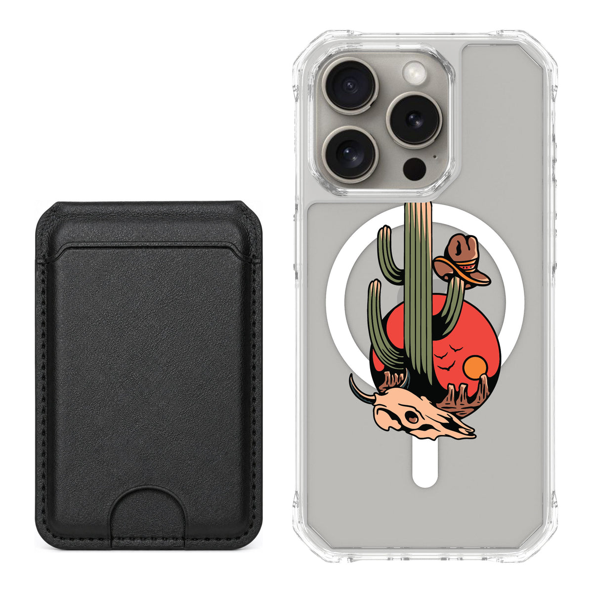 Scooch MagCase Cactus Flash for iPhone 15 Pro — Black MagWallet Bundle