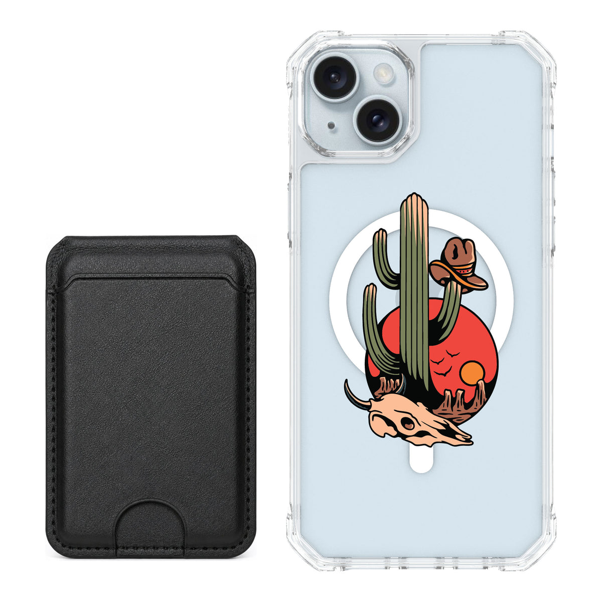 Scooch MagCase Cactus Flash for iPhone 15 Plus — Black MagWallet Bundle