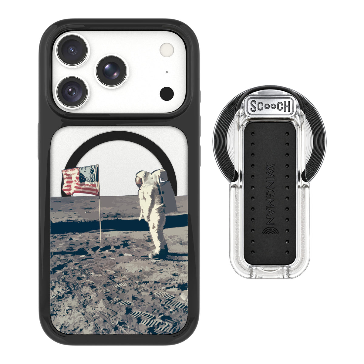 Scooch MagCase Lunar Landing for iPhone 18 Pro — MagSafe Wingback Bundle - Clear