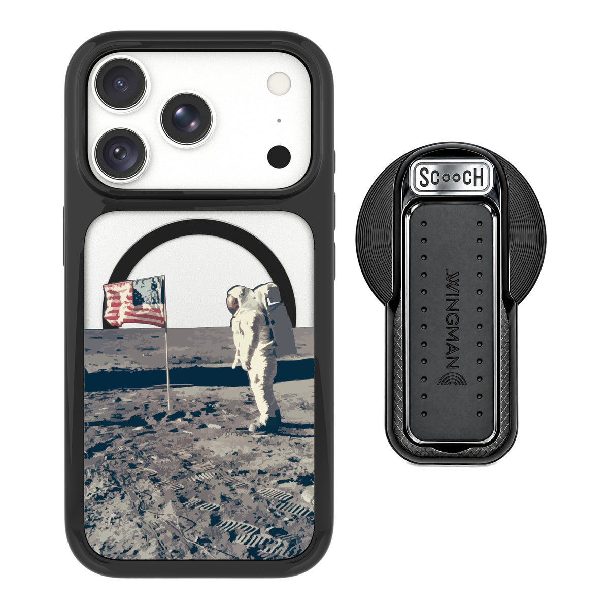 Scooch MagCase Lunar Landing for iPhone 18 Pro — MagSafe Wingback Bundle - Black