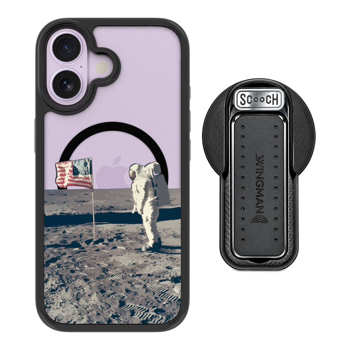 Scooch MagCase Lunar Landing for iPhone 17 — MagSafe Wingback Bundle - Black