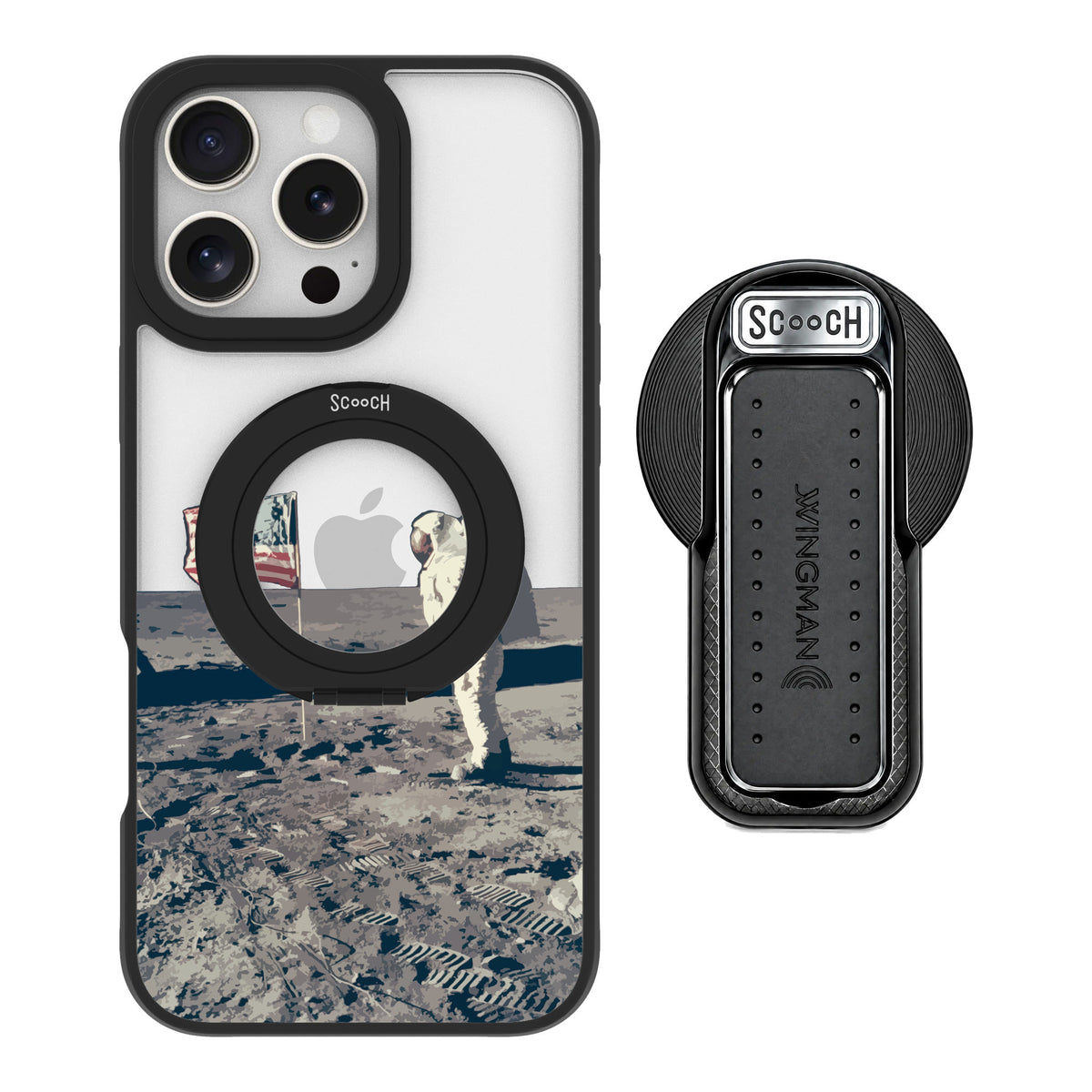 Scooch MagCase Lunar Landing for iPhone 16 Pro Max — MagSafe Wingback Bundle - Black