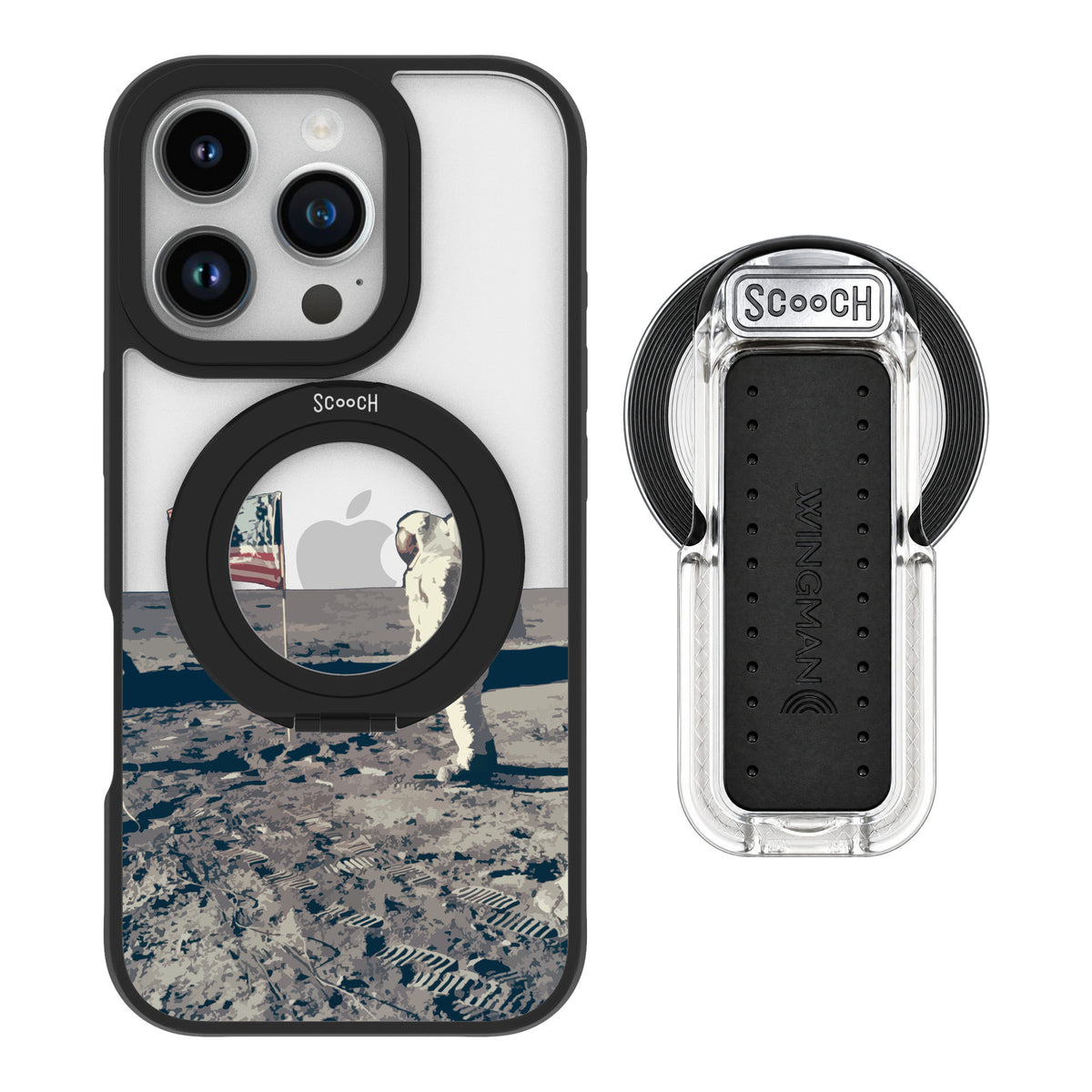 Scooch MagCase Lunar Landing for iPhone 16 Pro — MagSafe Wingback Bundle - Clear