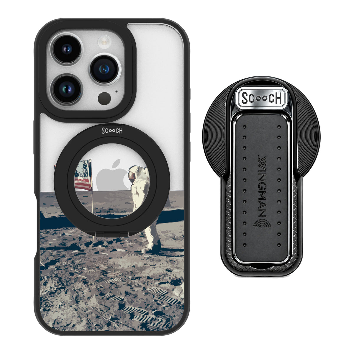 Scooch MagCase Lunar Landing for iPhone 16 Pro — MagSafe Wingback Bundle - Black