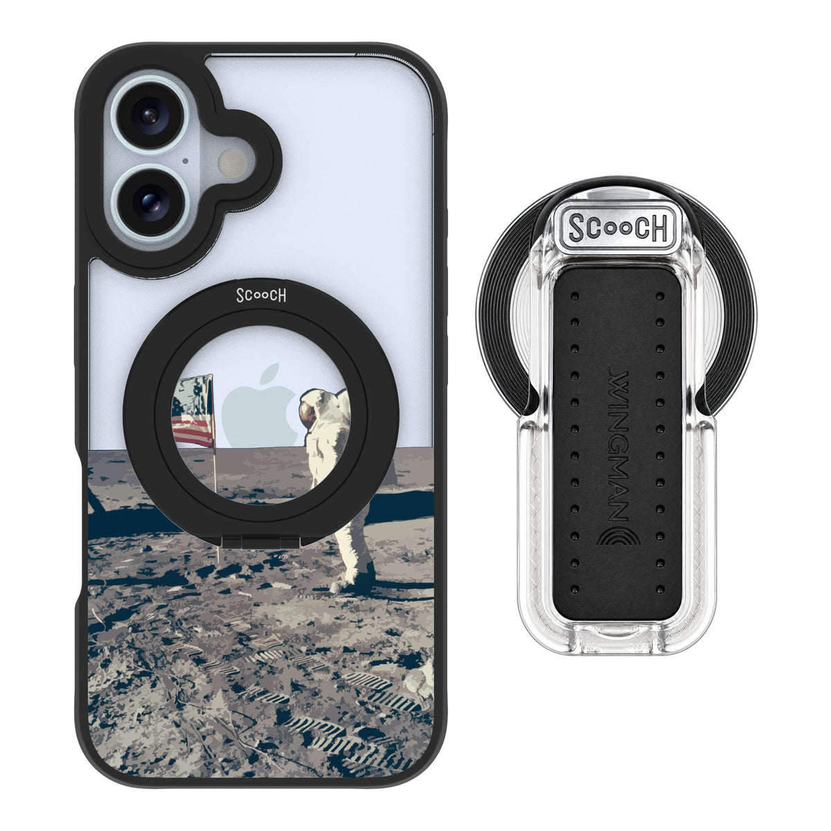 Scooch MagCase Lunar Landing for iPhone 16 — MagSafe Wingback Bundle - Clear