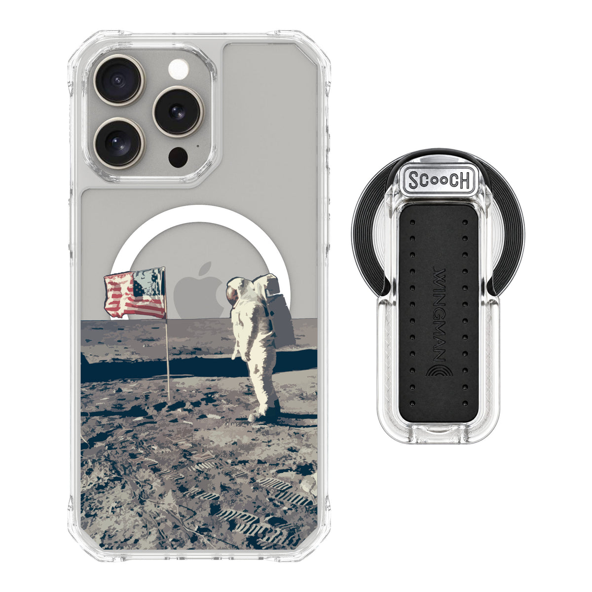 Scooch MagCase Lunar Landing for iPhone 15 Pro Max — MagSafe Wingback Bundle - Clear