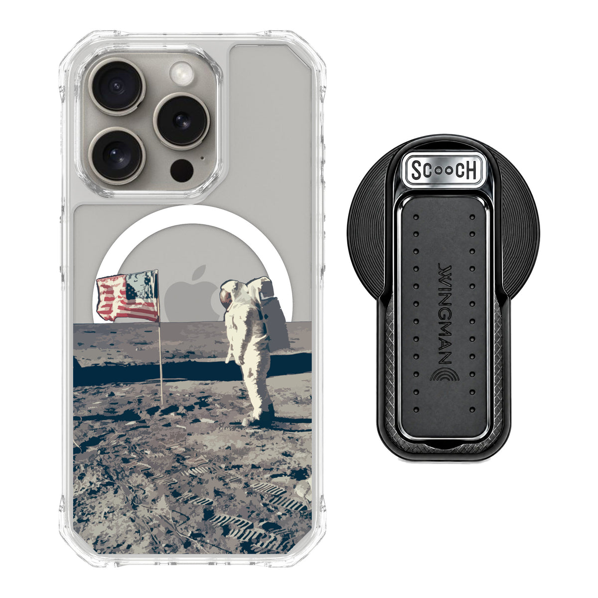 Scooch MagCase Lunar Landing for iPhone 15 Pro — MagSafe Wingback Bundle - Black