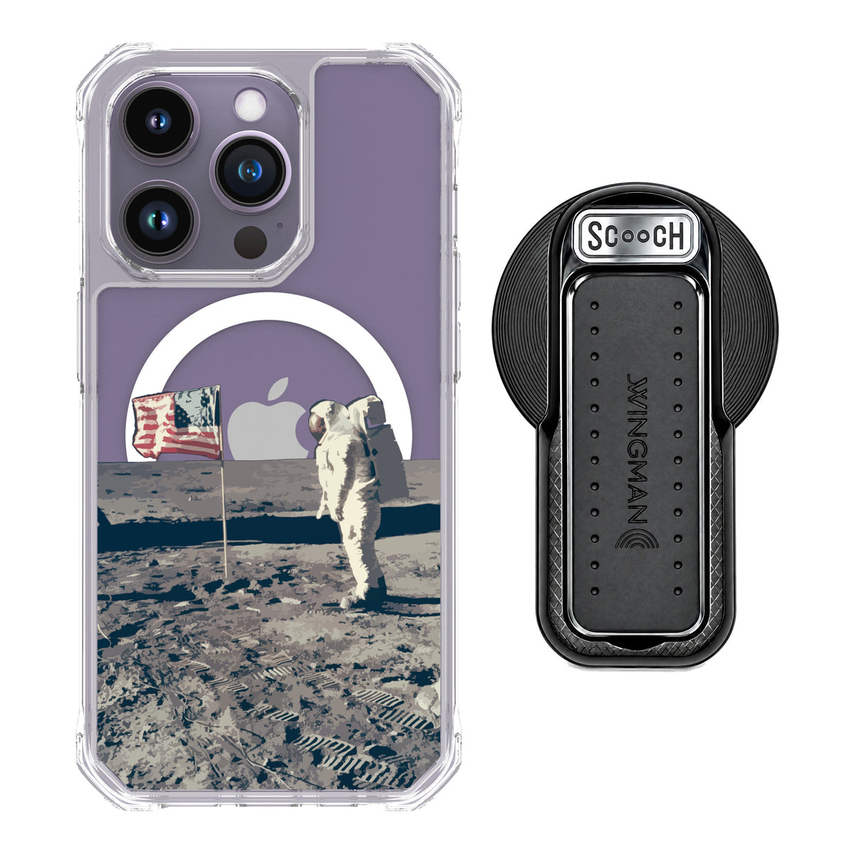Scooch MagCase Lunar Landing for iPhone 14 Pro — MagSafe Wingback Bundle - Black