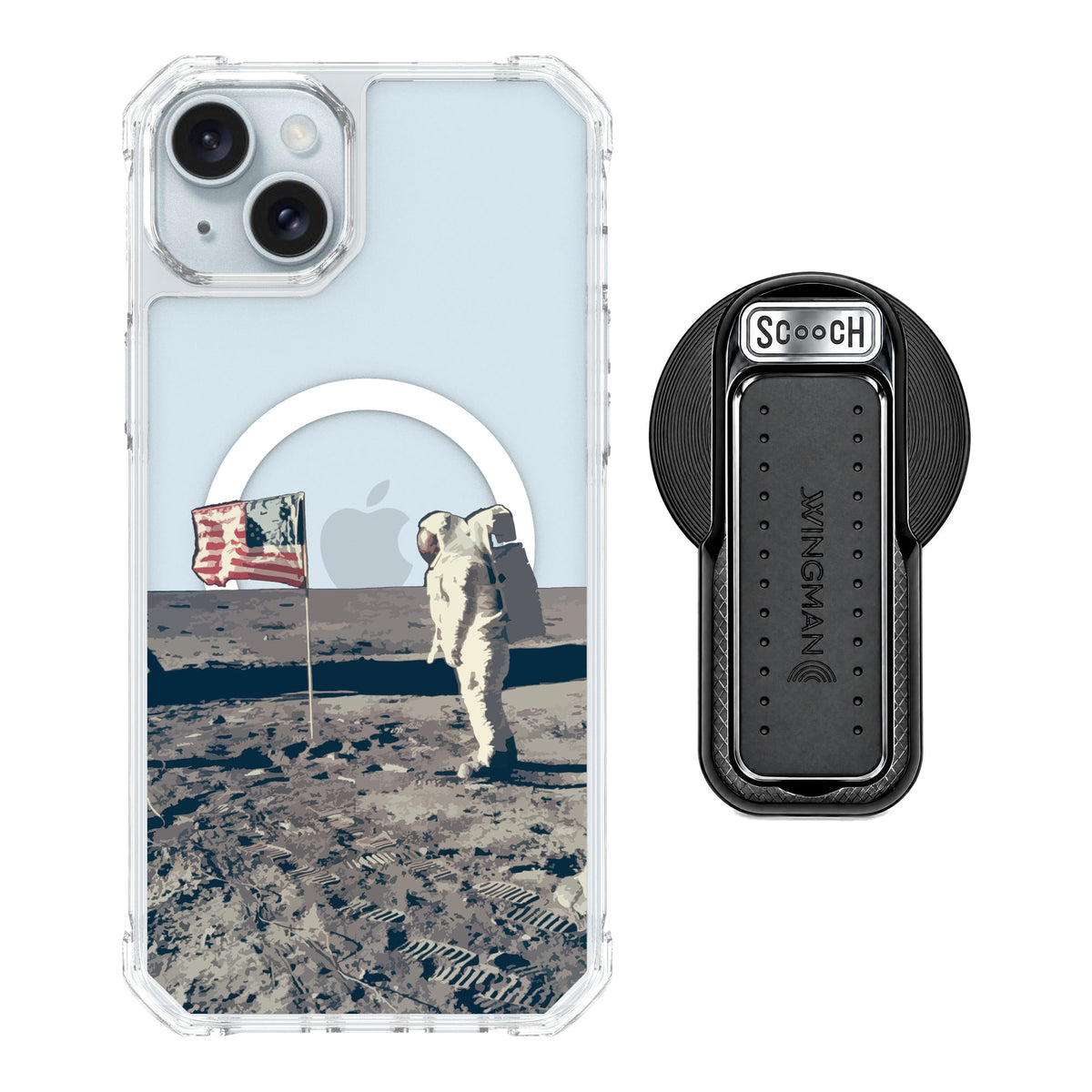 Scooch MagCase Lunar Landing for iPhone 14 Plus — MagSafe Wingback Bundle - Black