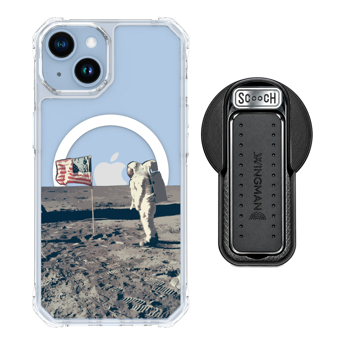 Scooch MagCase Lunar Landing for iPhone 14 — MagSafe Wingback Bundle - Black