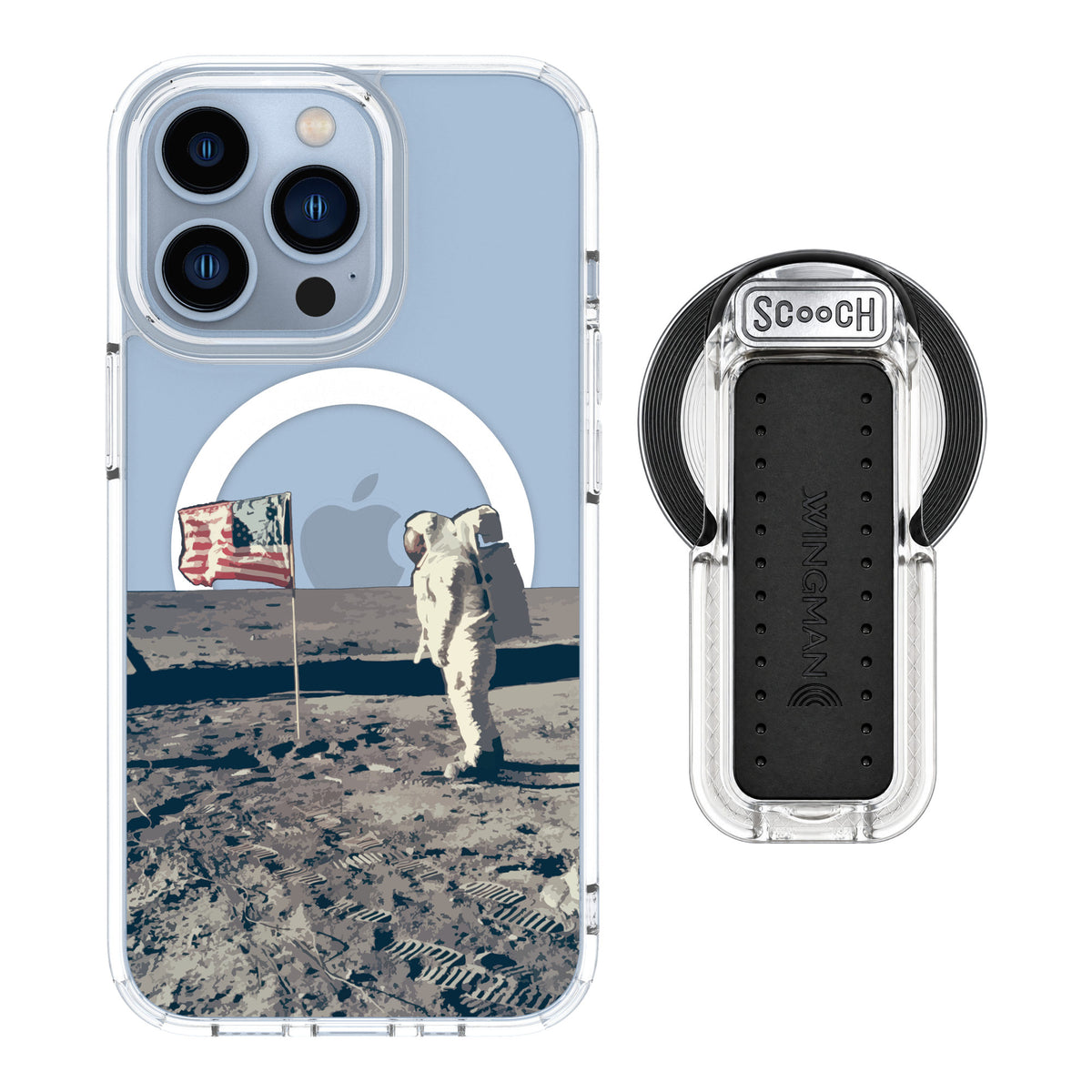 Scooch MagCase Lunar Landing for iPhone 13 Pro — MagSafe Wingback Bundle - Clear