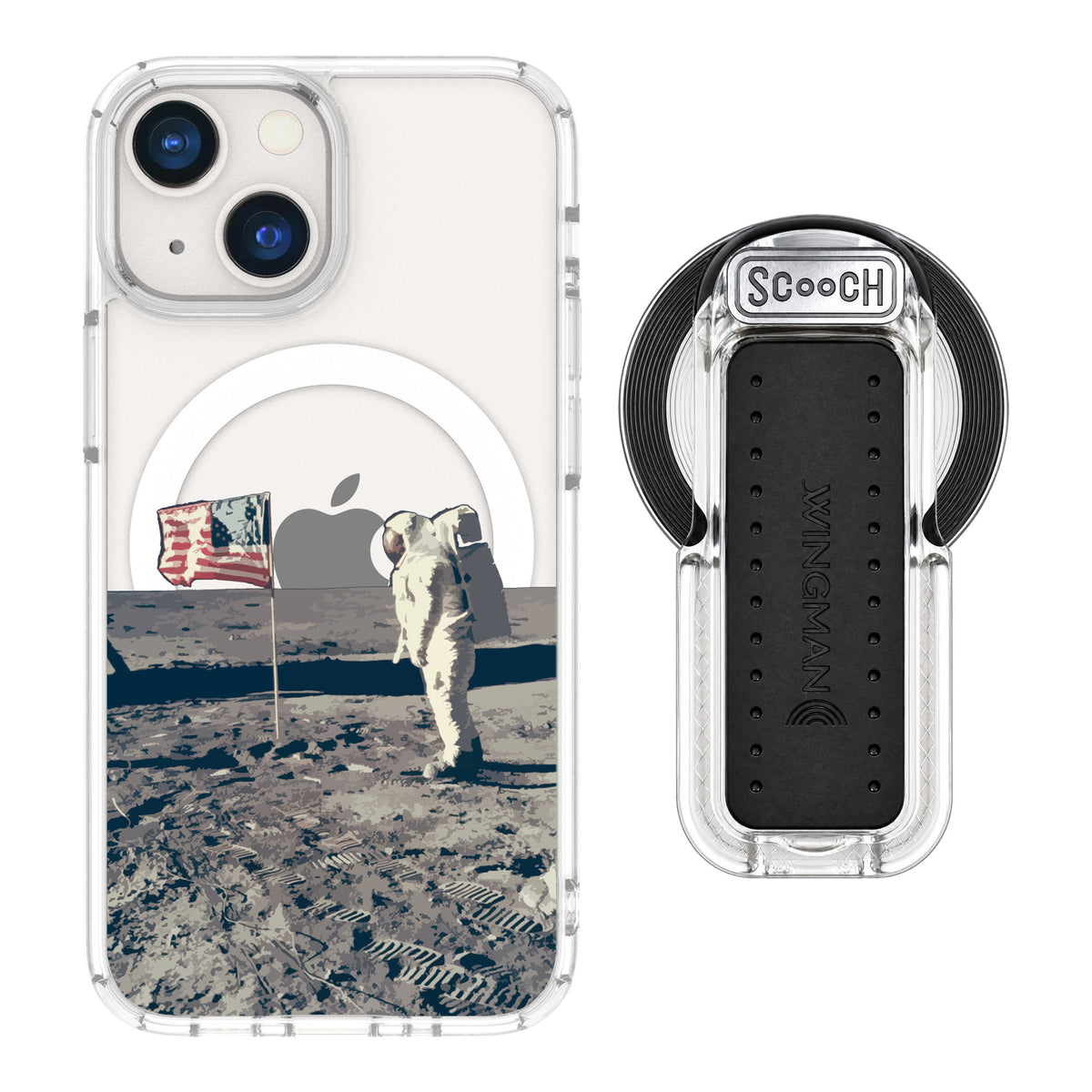 Scooch MagCase Lunar Landing for iPhone 13 mini — MagSafe Wingback Bundle - Clear