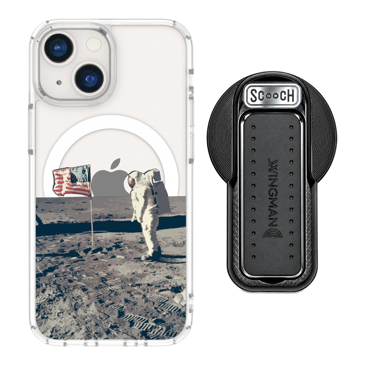 Scooch MagCase Lunar Landing for iPhone 13 mini — MagSafe Wingback Bundle - Black