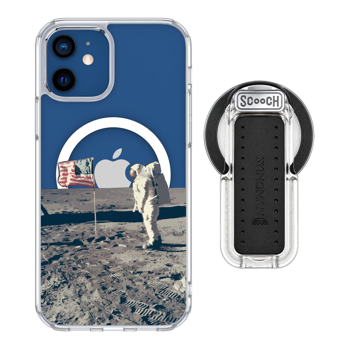 Scooch MagCase Lunar Landing for iPhone 12 — MagSafe Wingback Bundle - Clear