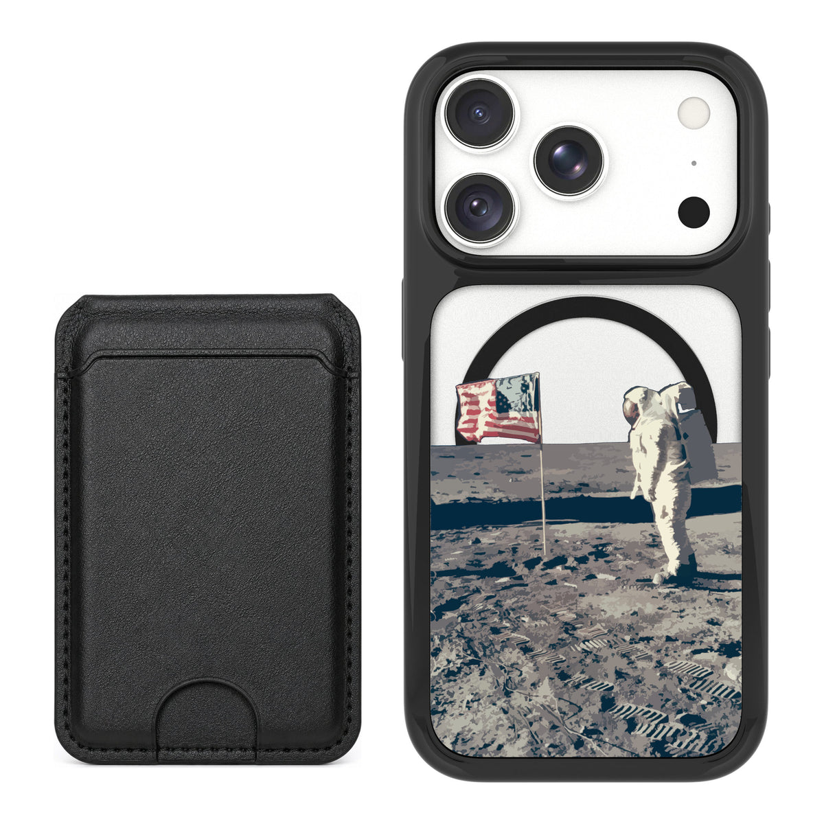 Scooch MagCase Lunar Landing for iPhone 18 Pro — Black MagWallet Bundle