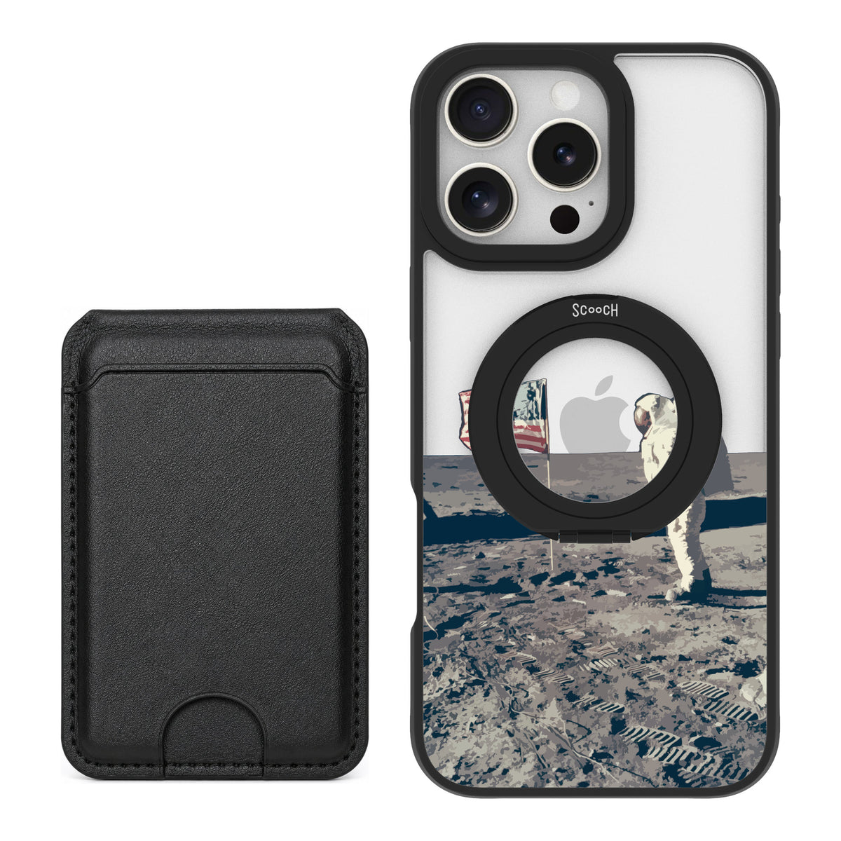 Scooch MagCase Lunar Landing for iPhone 16 Pro Max — Black MagWallet Bundle