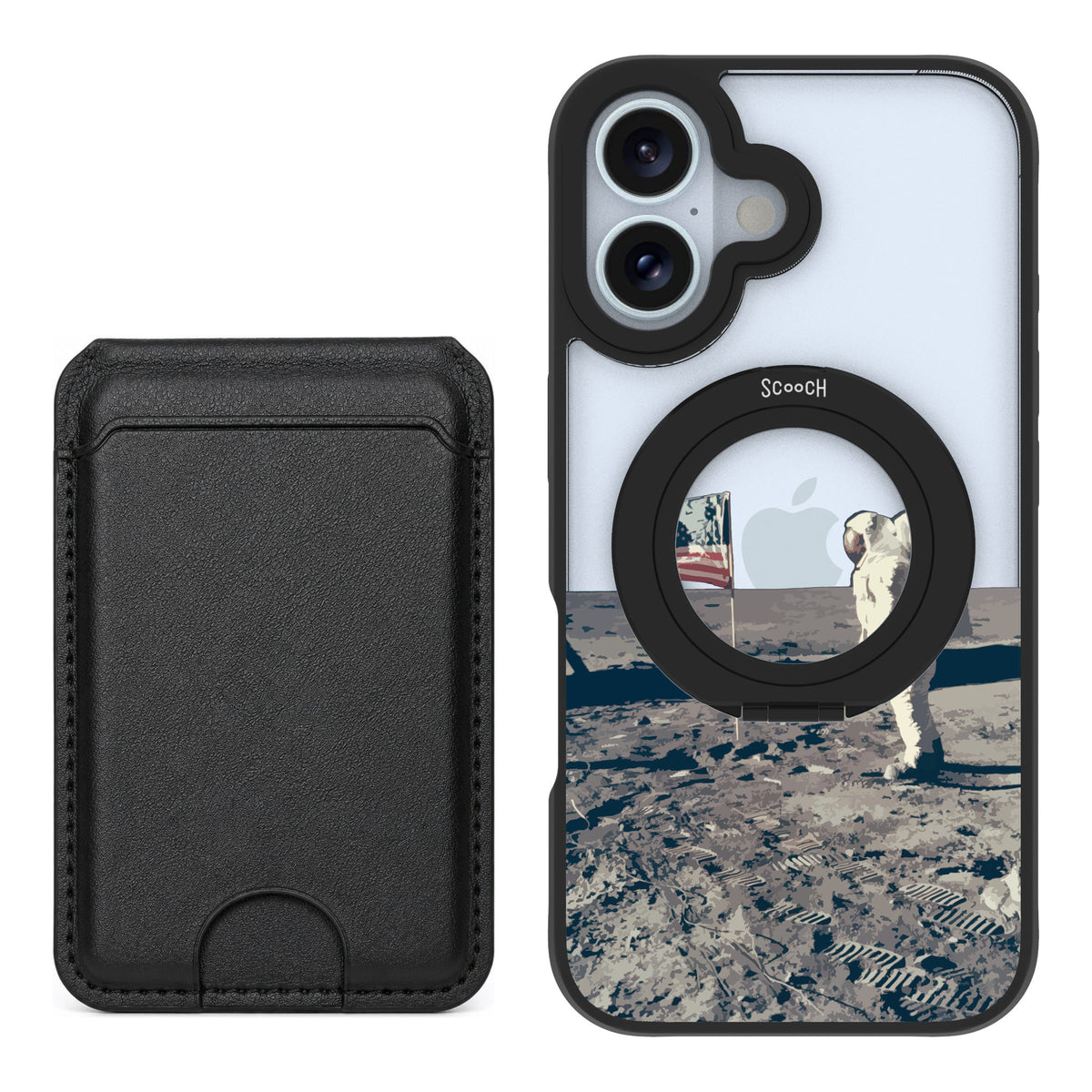 Scooch MagCase Lunar Landing for iPhone 16 — Black MagWallet Bundle
