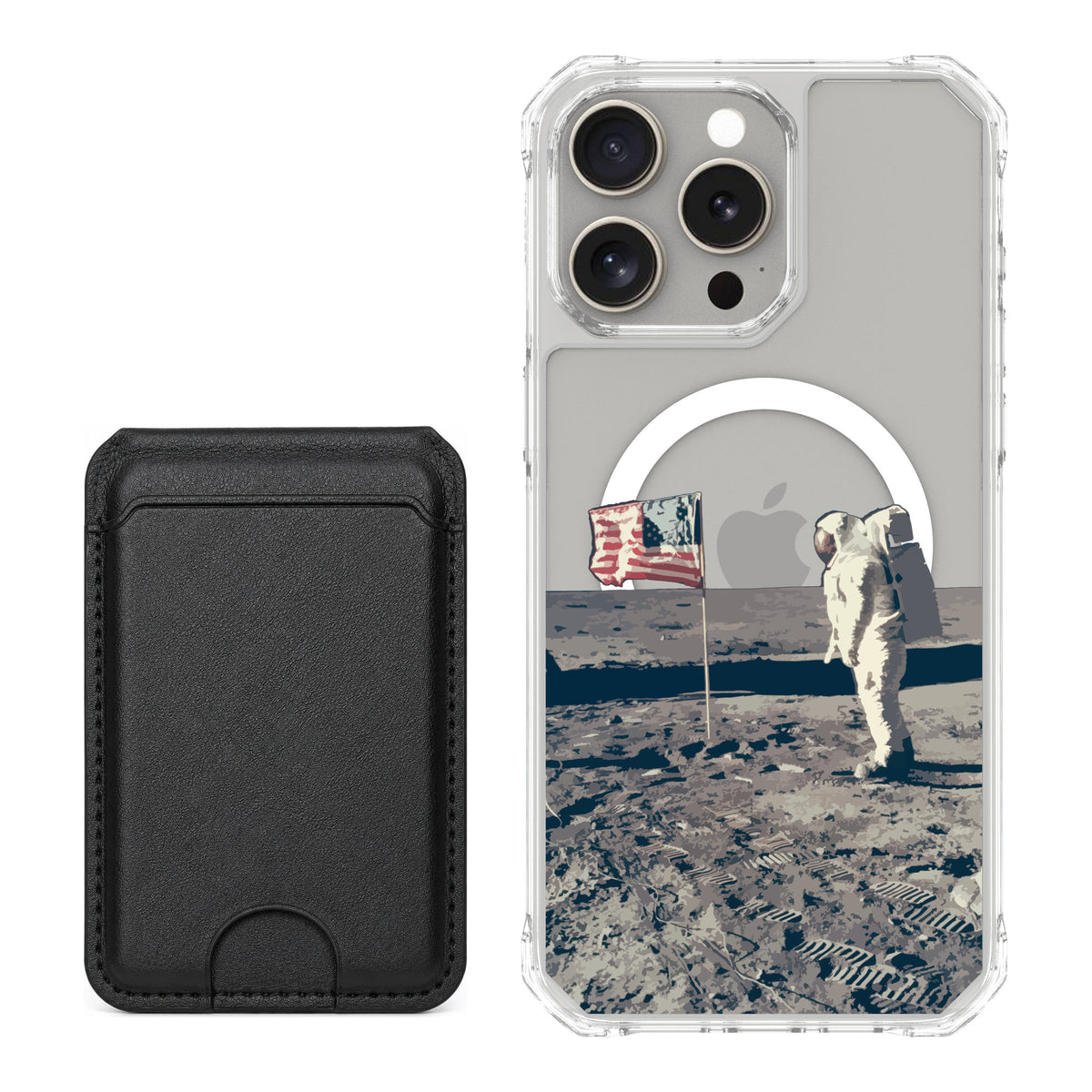 Scooch MagCase Lunar Landing for iPhone 15 Pro Max — Black MagWallet Bundle