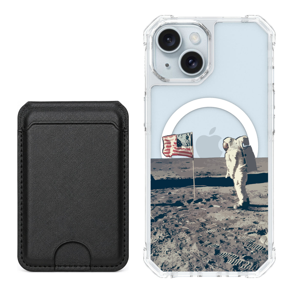 Scooch MagCase Lunar Landing for iPhone 15 — Black MagWallet Bundle