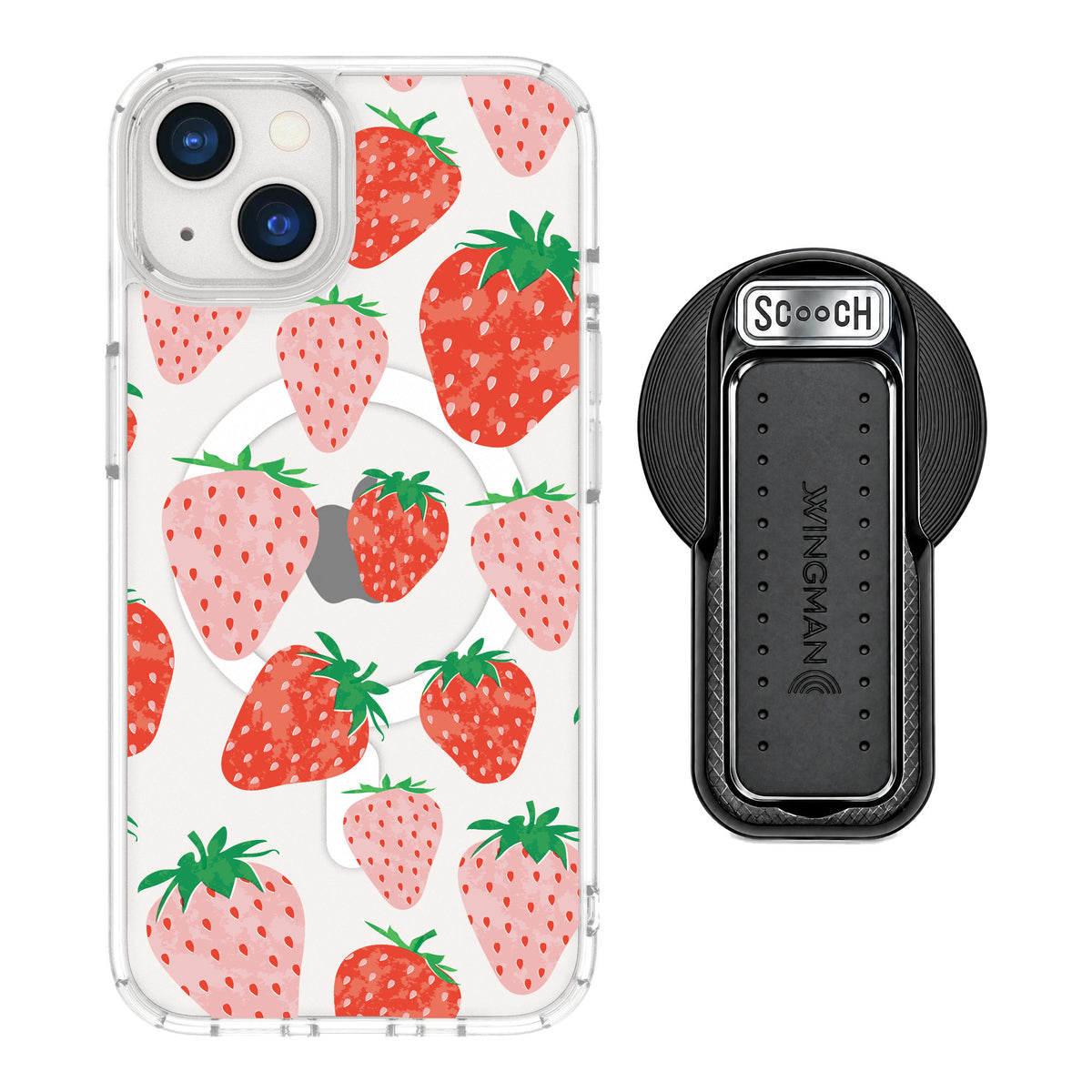 Scooch MagCase Strawberry Fields for iPhone 13 — MagSafe Wingback Bundle - Black